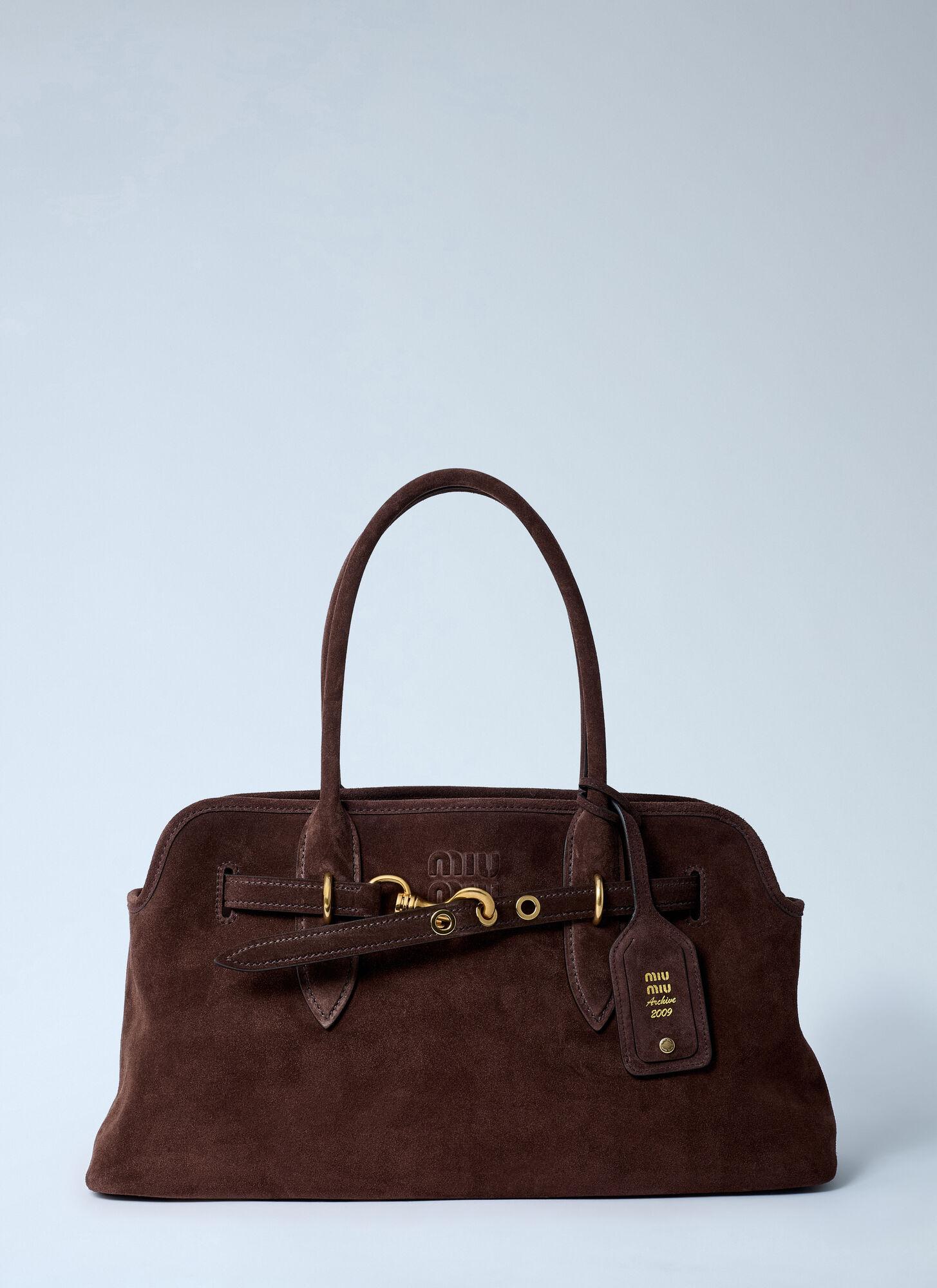 Miu Miu Aventure Suede Handbag in Brown | Lyst Australia