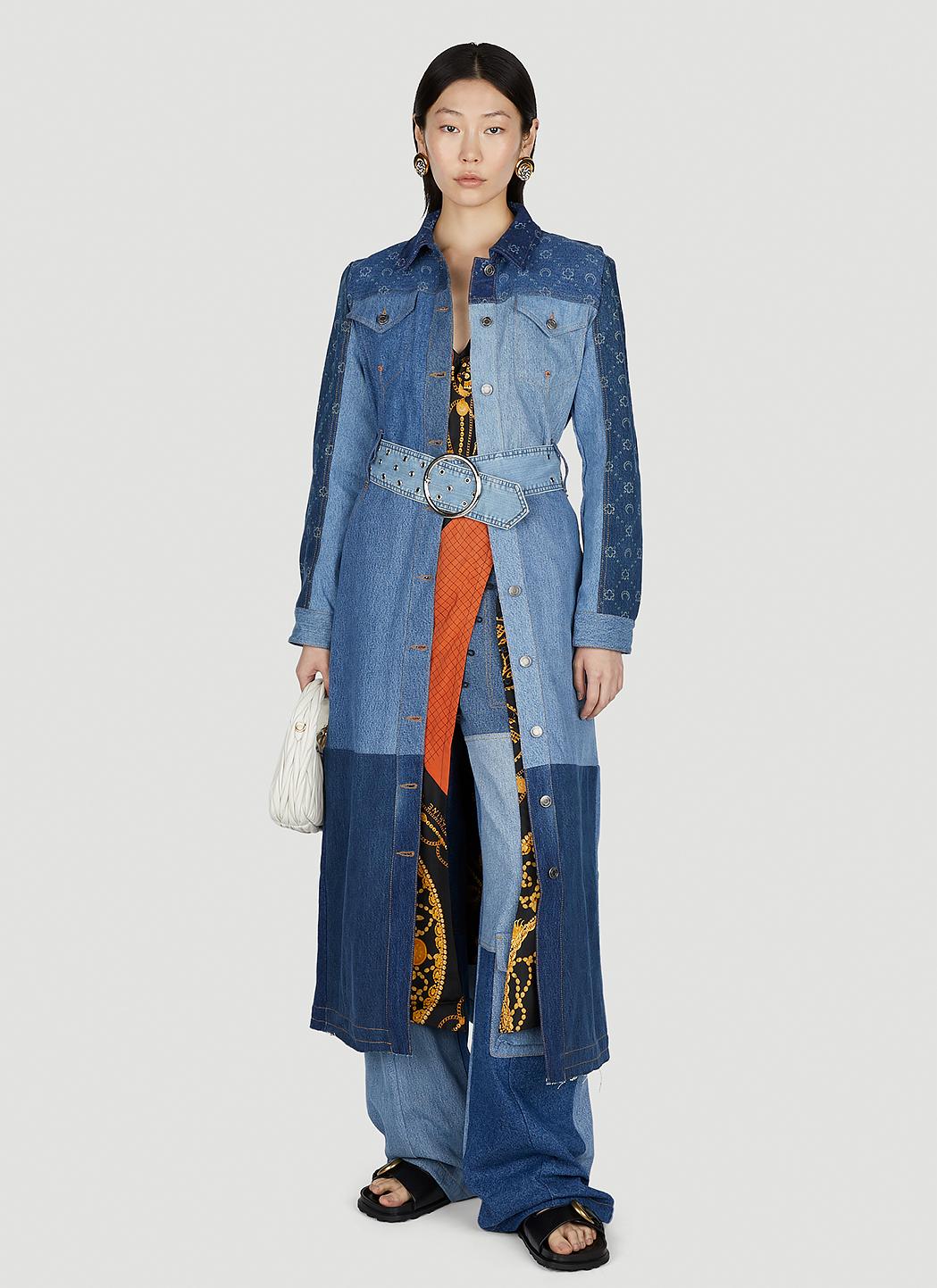 Marine Serre Moon Print Denim Coat in Blue | Lyst