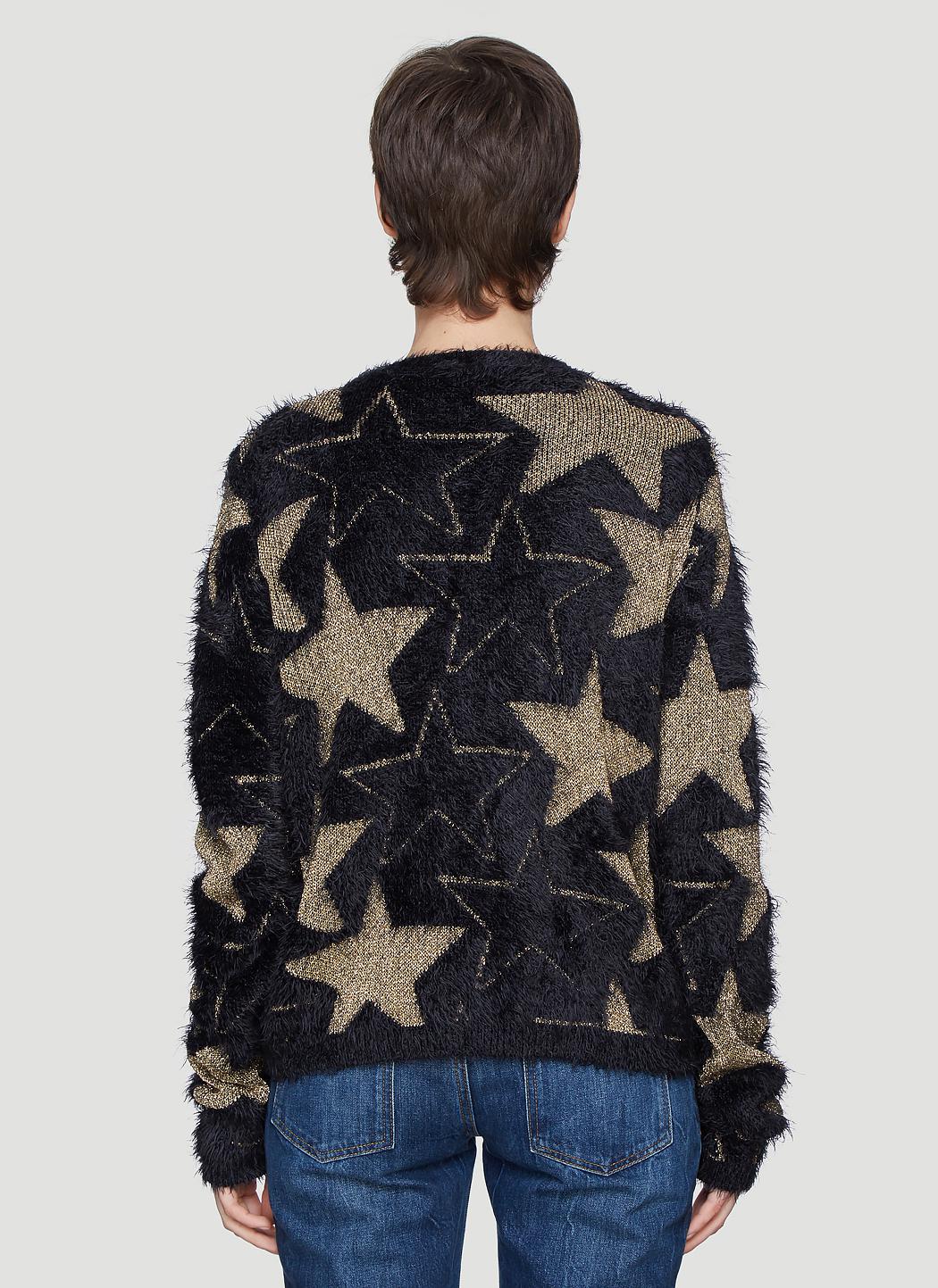 Saint Laurent Star Motif Textured Jumper in Black | Lyst