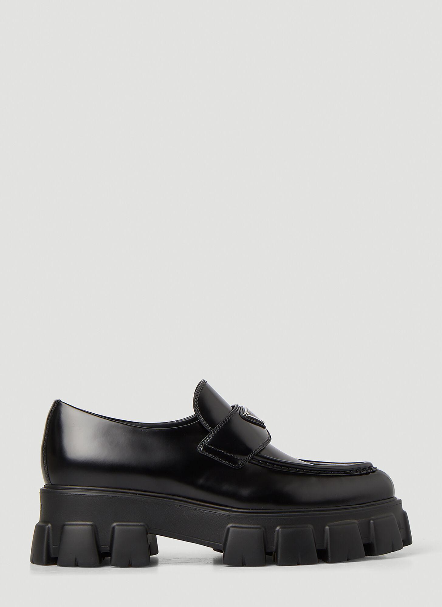 monolith brushed leather pointed loafers
