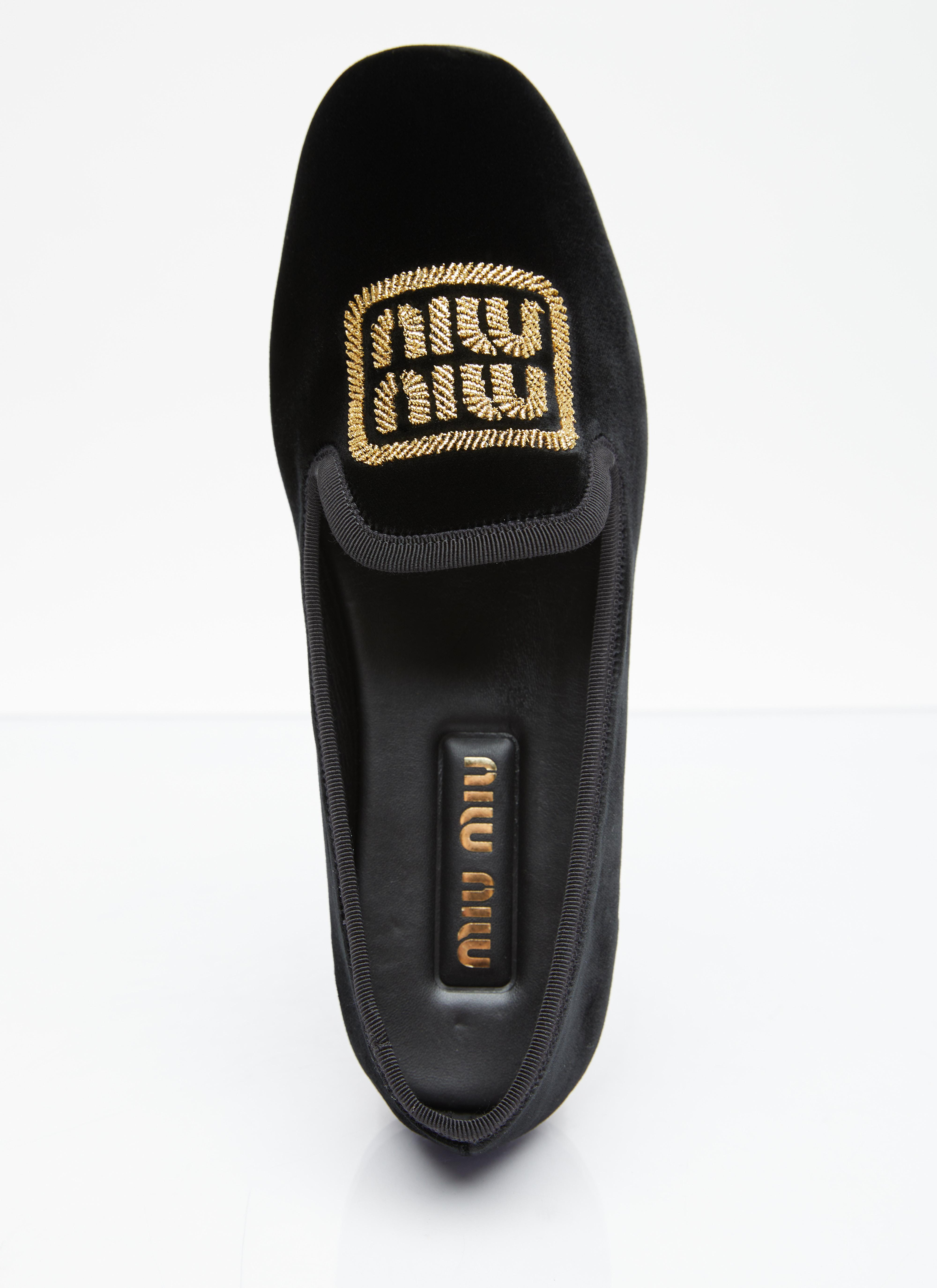 Miu Miu Velvet Slipper Loafers in Black | Lyst