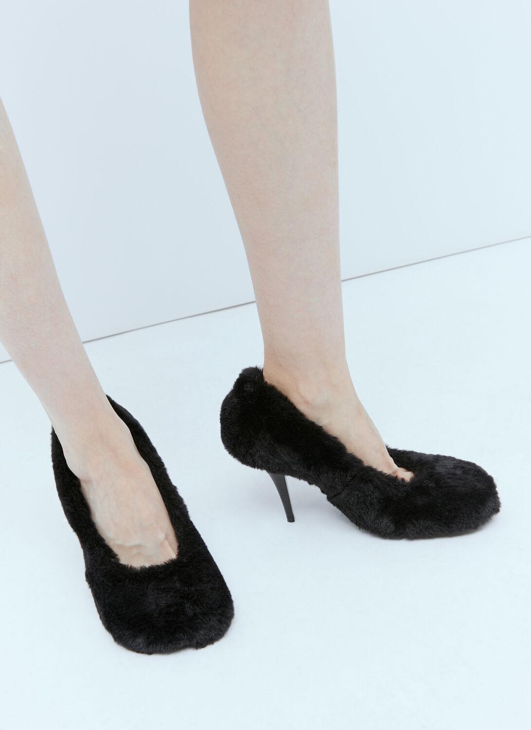 Burgundy Faux Fur Peep Toe Chunky High Heels – AMIClubwear