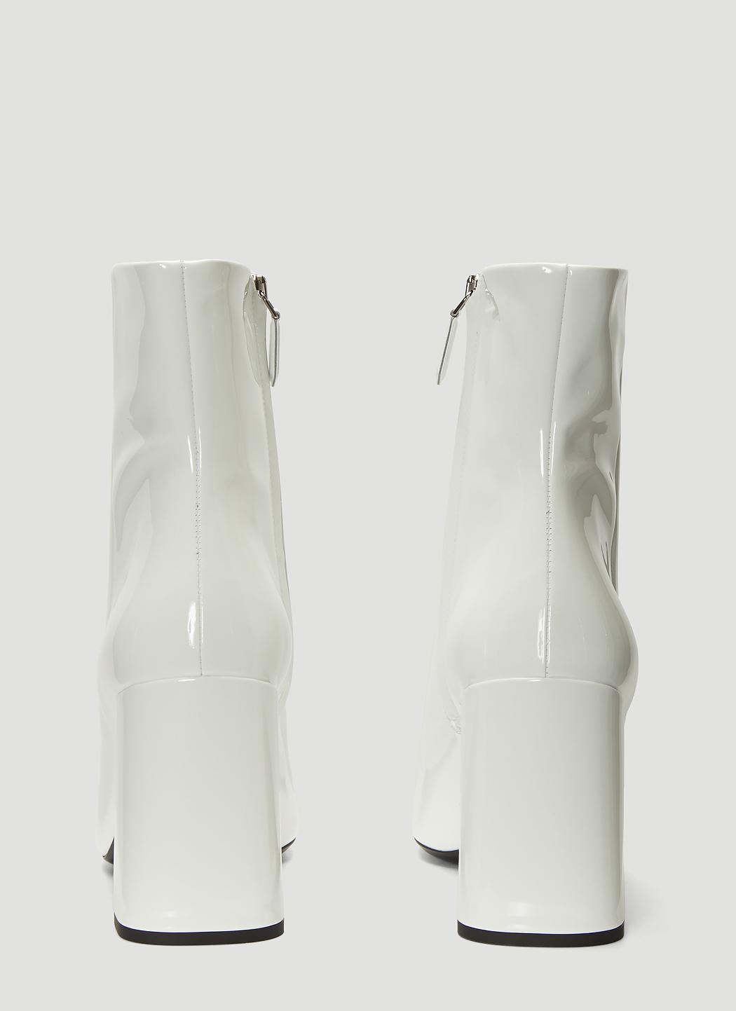 Prada Patent Leather Ankle Boots In White - Lyst
