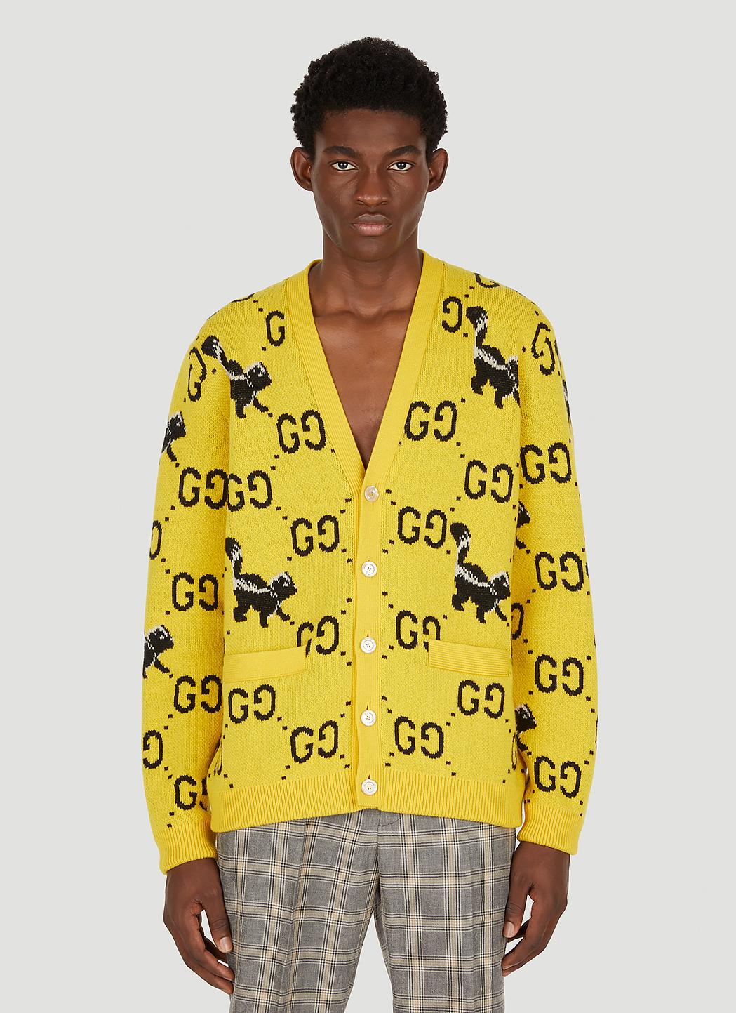 Gucci GG Skunk Cardigan in Yellow for Men | Lyst