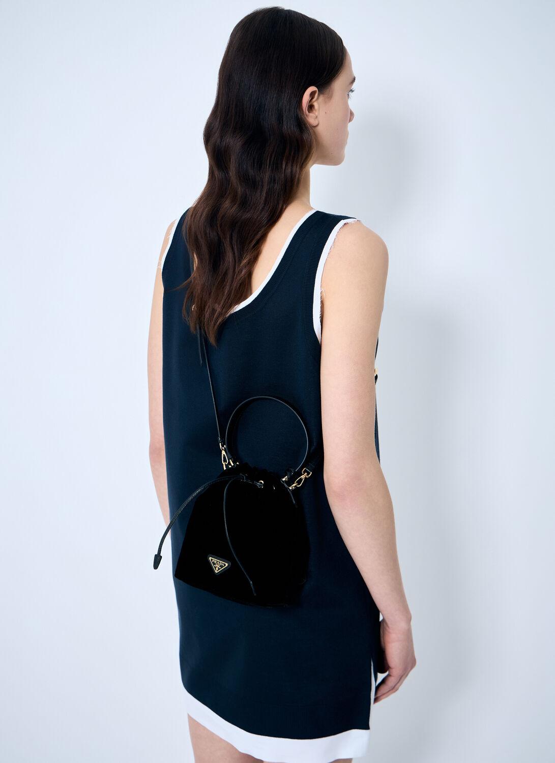 Prada Velvet Mini Bucket Bag in Blue | Lyst