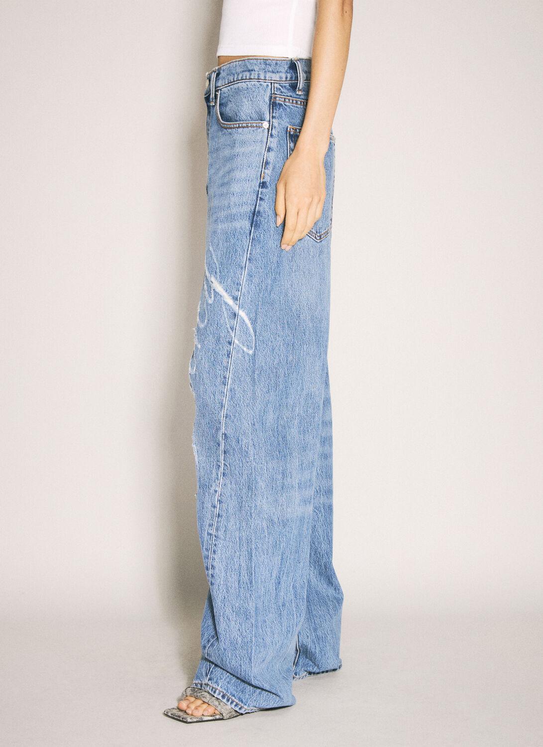 デニム・ジーパン Alexander Wang Jeans A Palloncino In Denim Logo-Embossed Balloon Jeans in VINTAGE LIGHT INDIGO