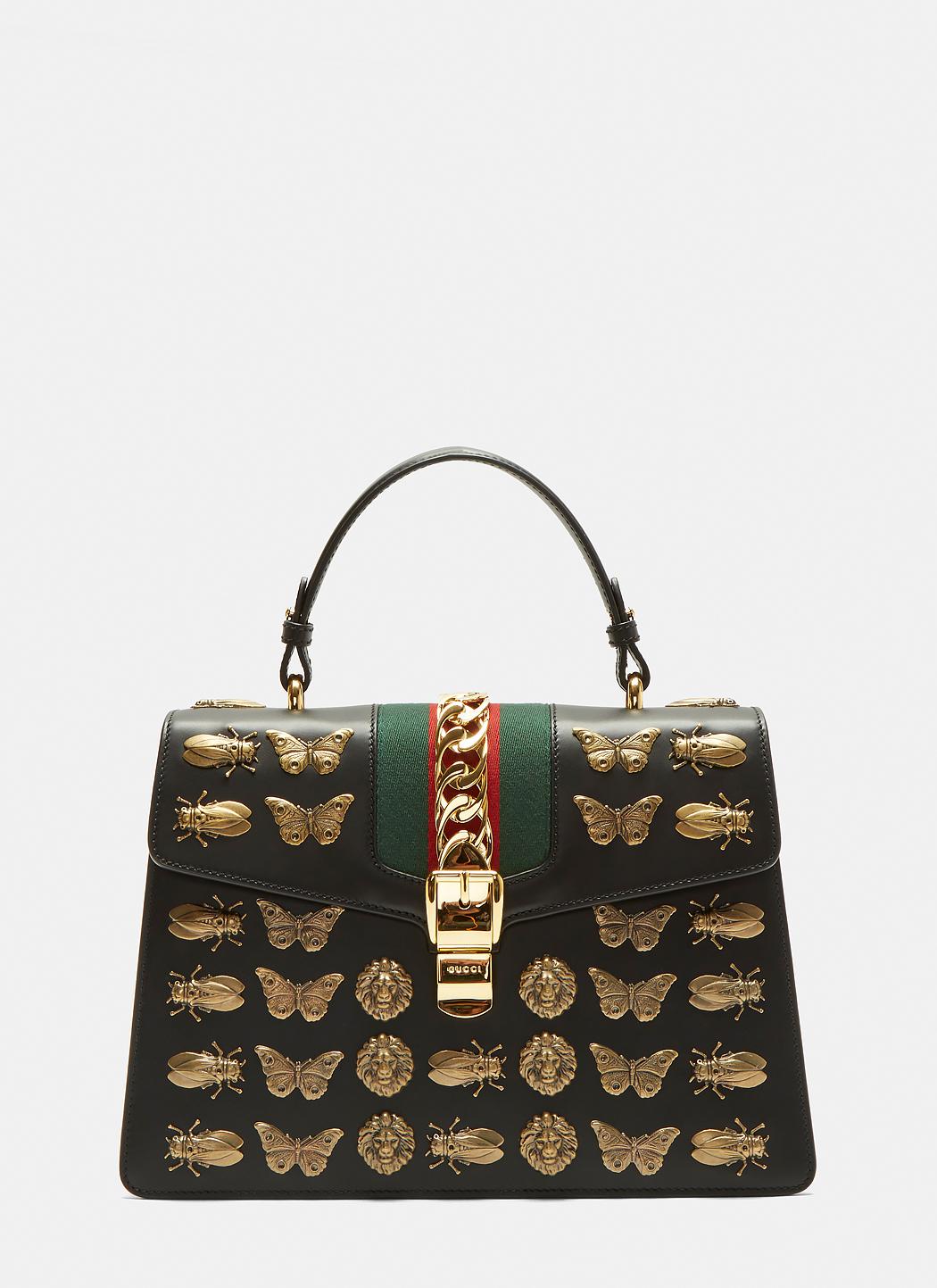 Gucci Medium Sylvie Insect Bag In Black | Lyst