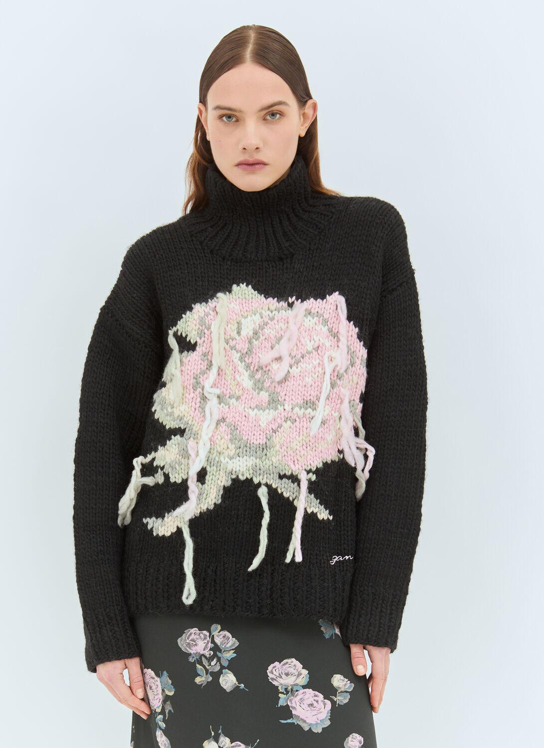 Ganni Handknit Turtleneck Sweater in Black Lyst