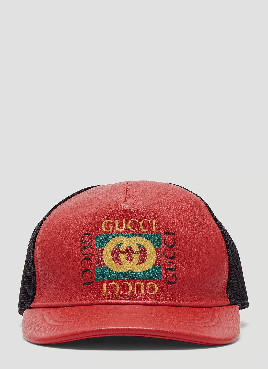 Gucci Print Leather Baseball Hat in 
