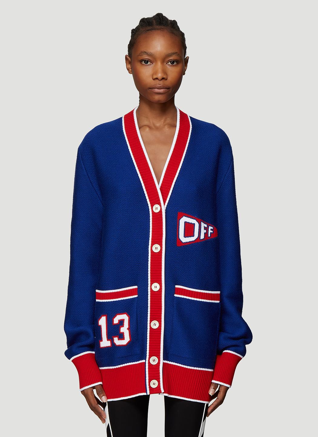 Off-White c/o Virgil Abloh Flag Cardigan in Blue | Lyst