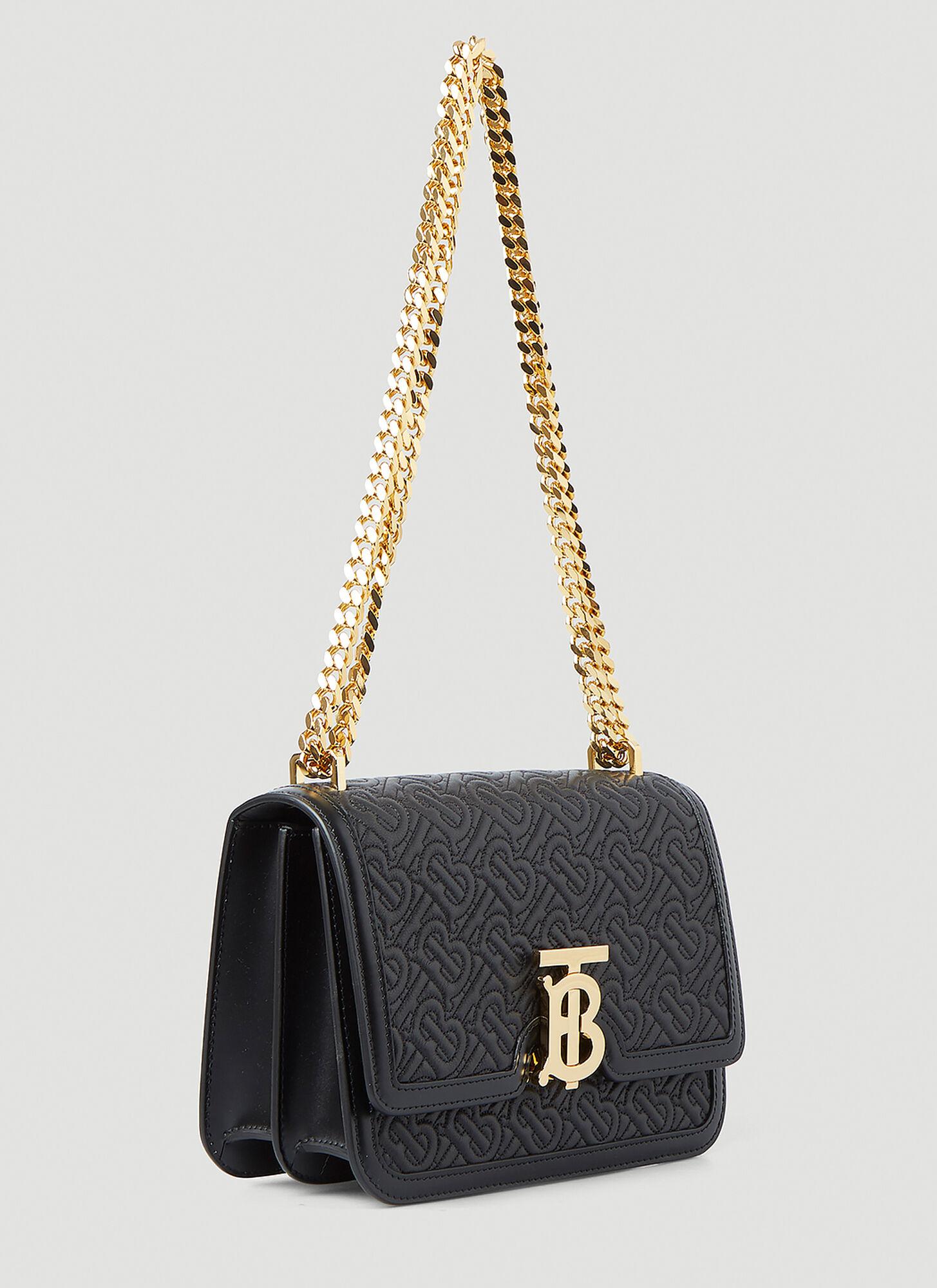 Burberry Tb Monogram Quilted Small Shoulder Bag in Black