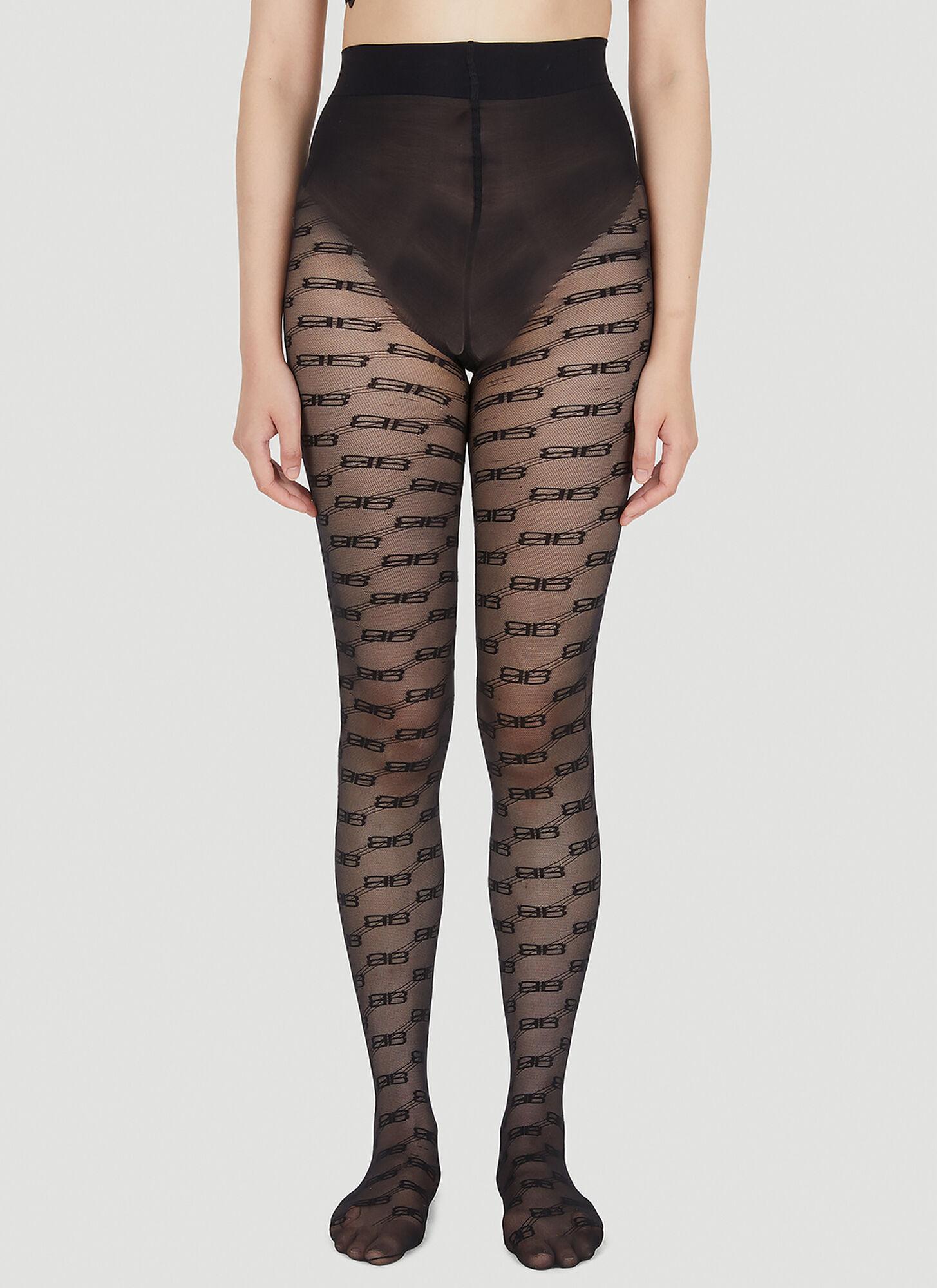 Balenciaga Bb Embroidered Tights in Black | Lyst