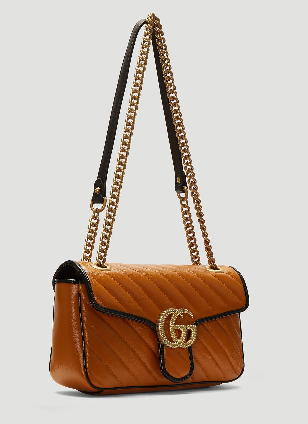 Gucci Marmont Leather Shoulder Bag In Brown - Lyst