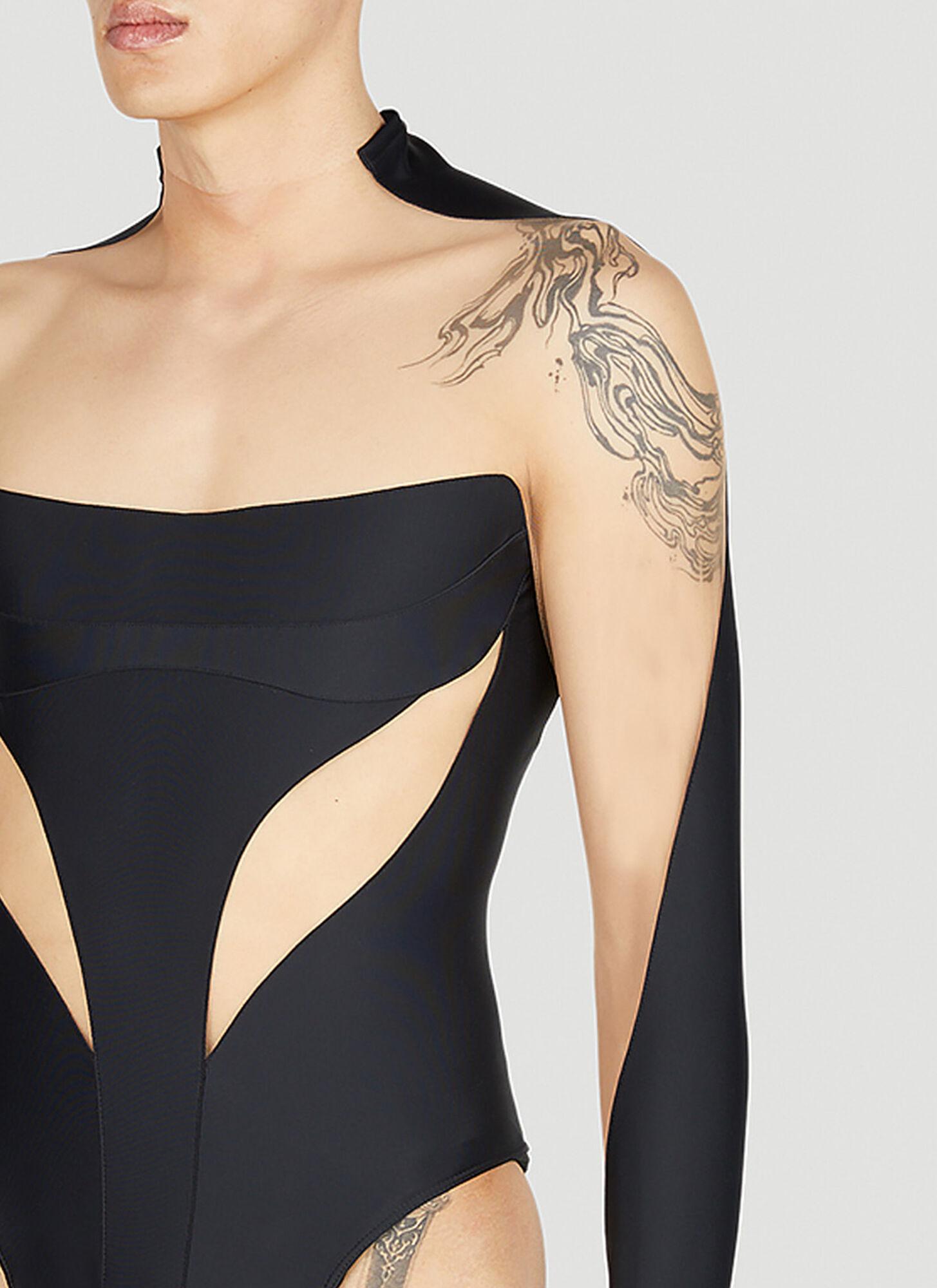 Mugler Women's Cut Out Illusion Bodysuit in Beige