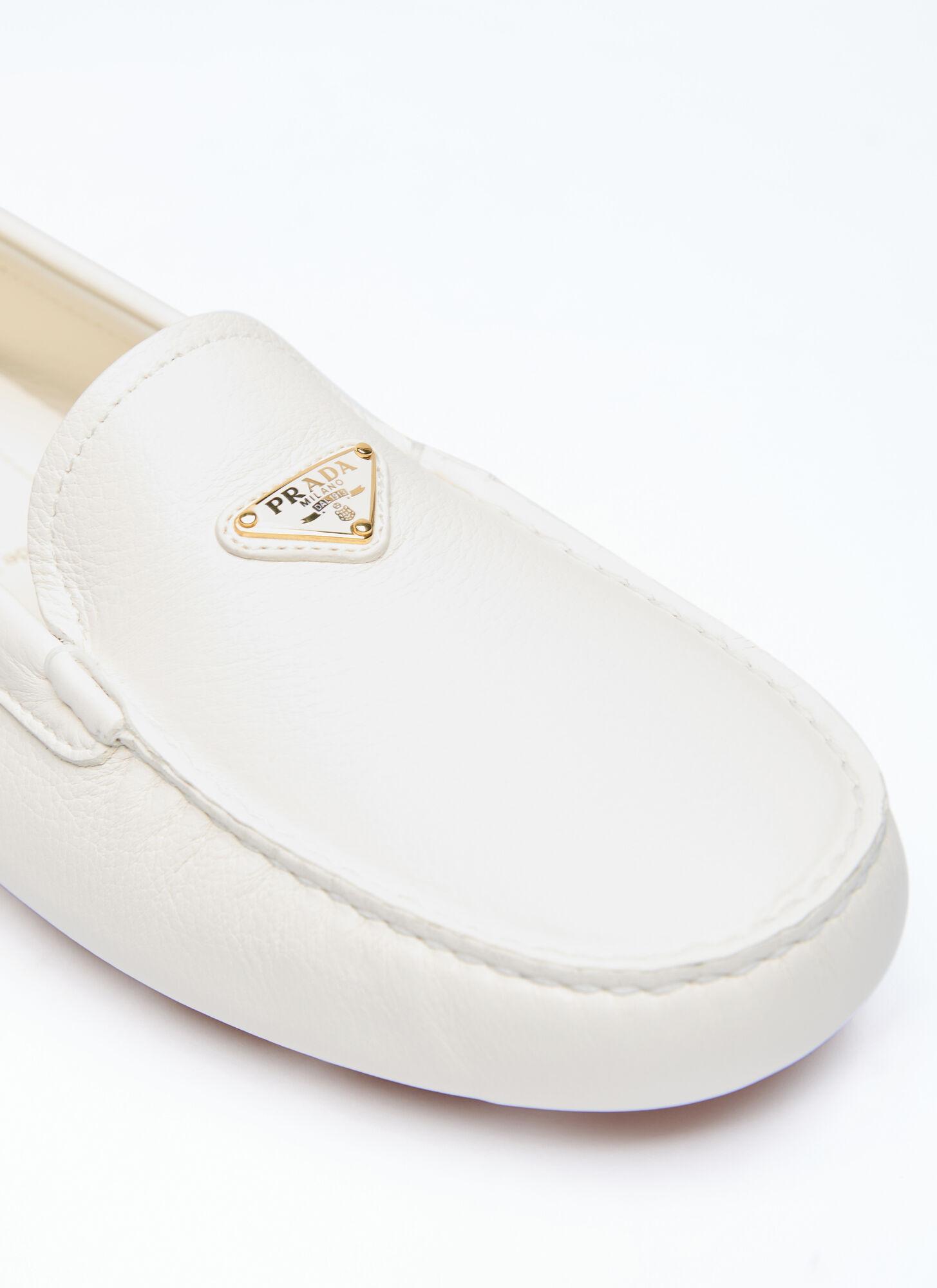 White prada loafers sales