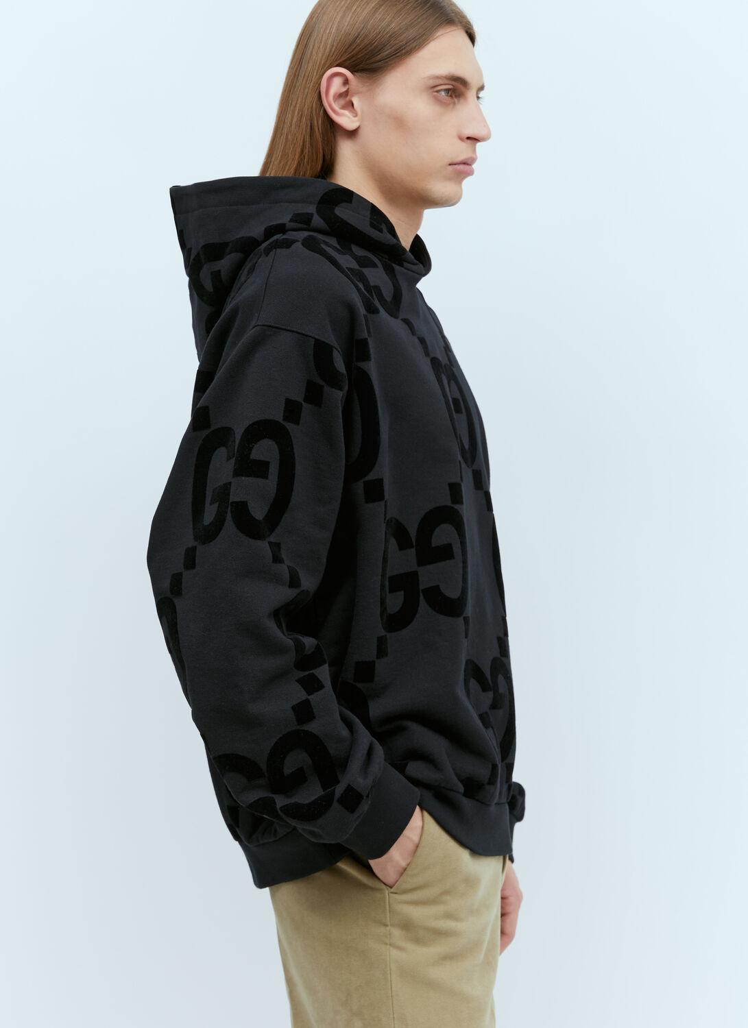Gucci Gg Flocked Print Hooded Sweatshirt in Black for Men | Lyst