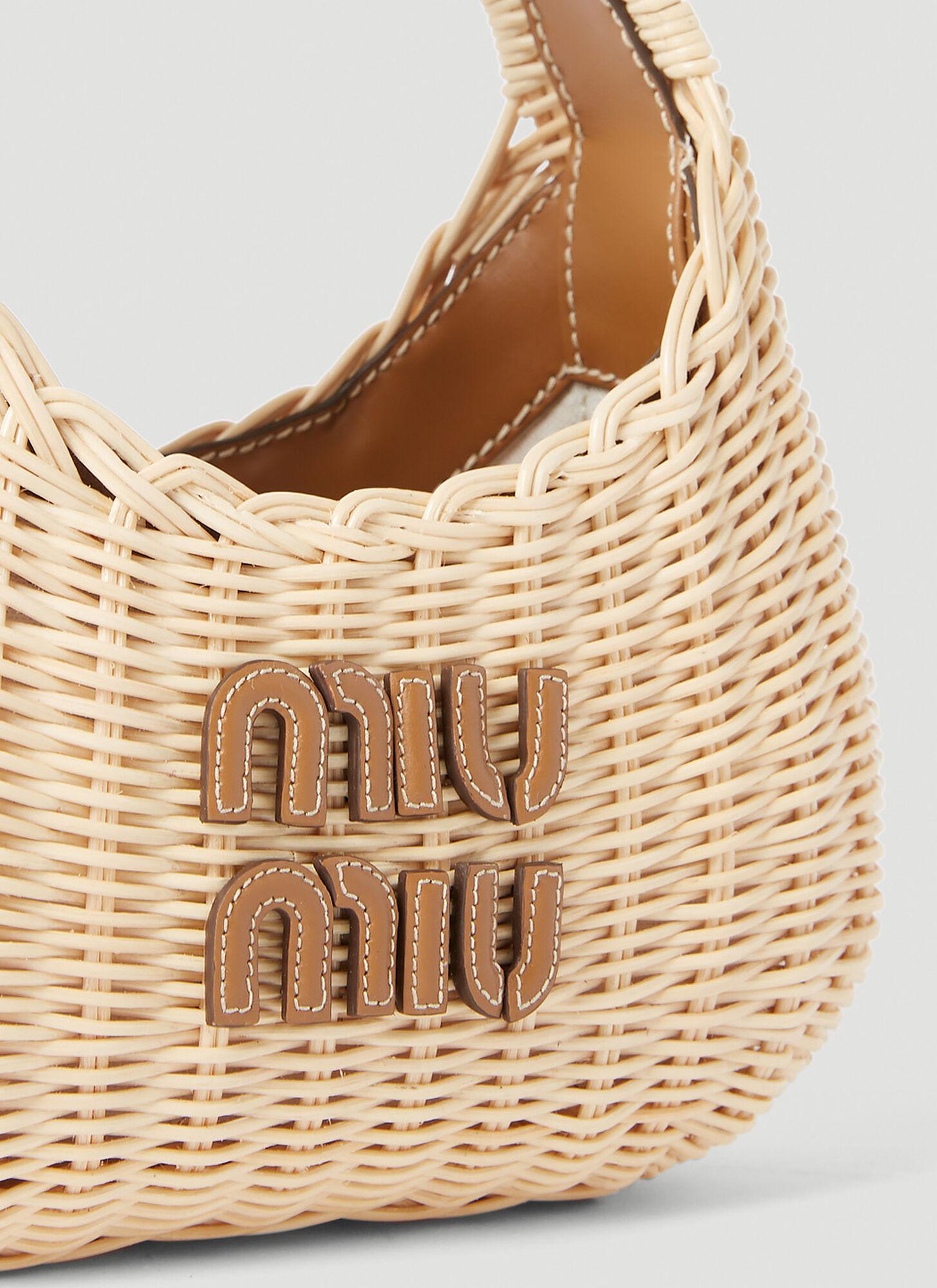 Miu Miu Wander Wicker Handbag in Natural | Lyst