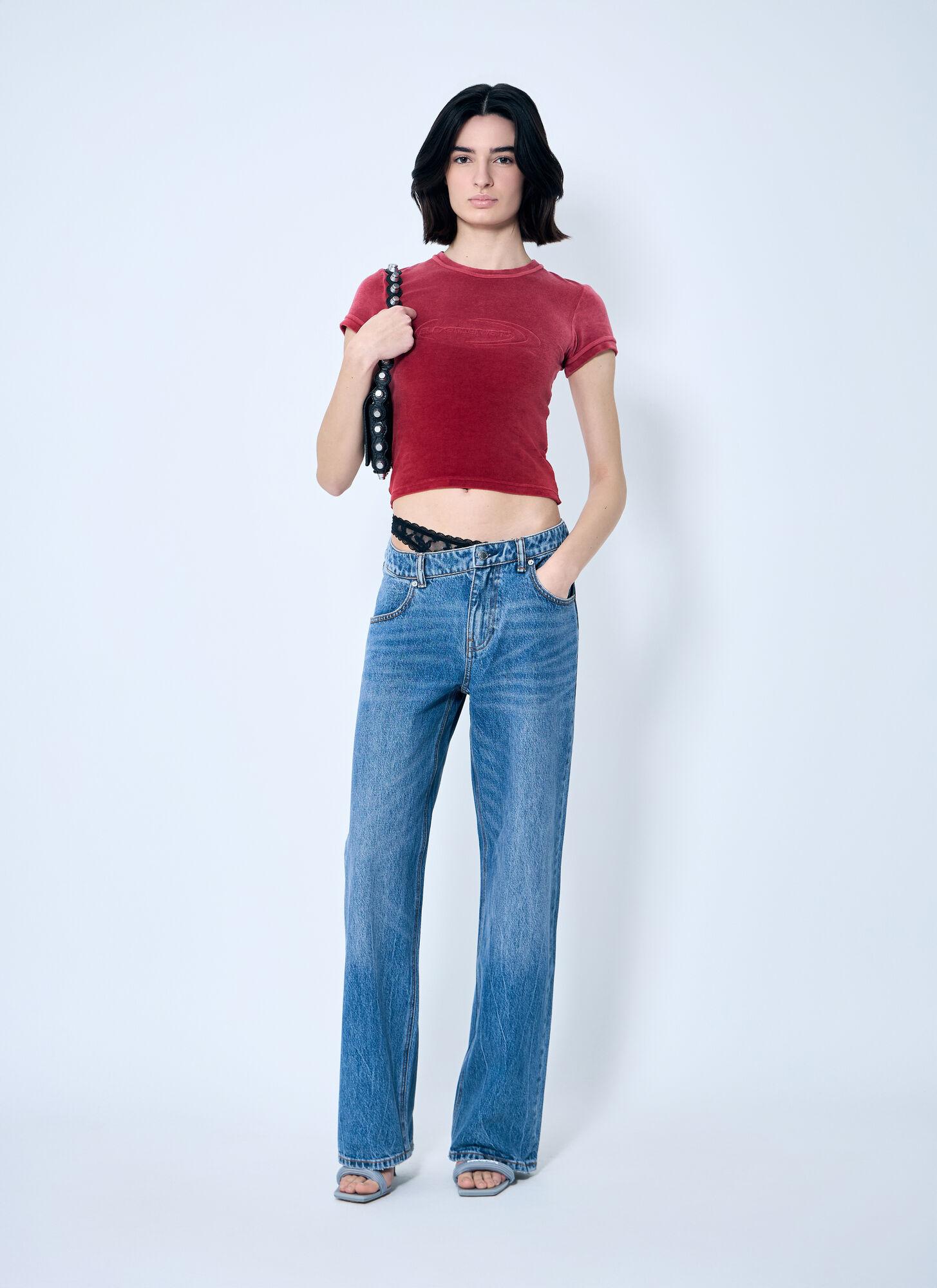 Alexander Wang Dip-Side Jeans With Exposed Lace Underwear in Alexander Wang Dip-Side Jeans With Exposed Lace Underwear in