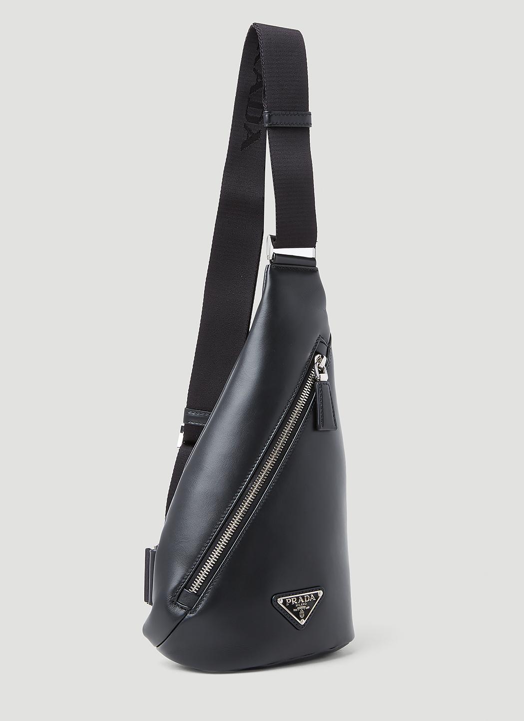 Prada Cross Leather Crossbody Bag in Black for Men