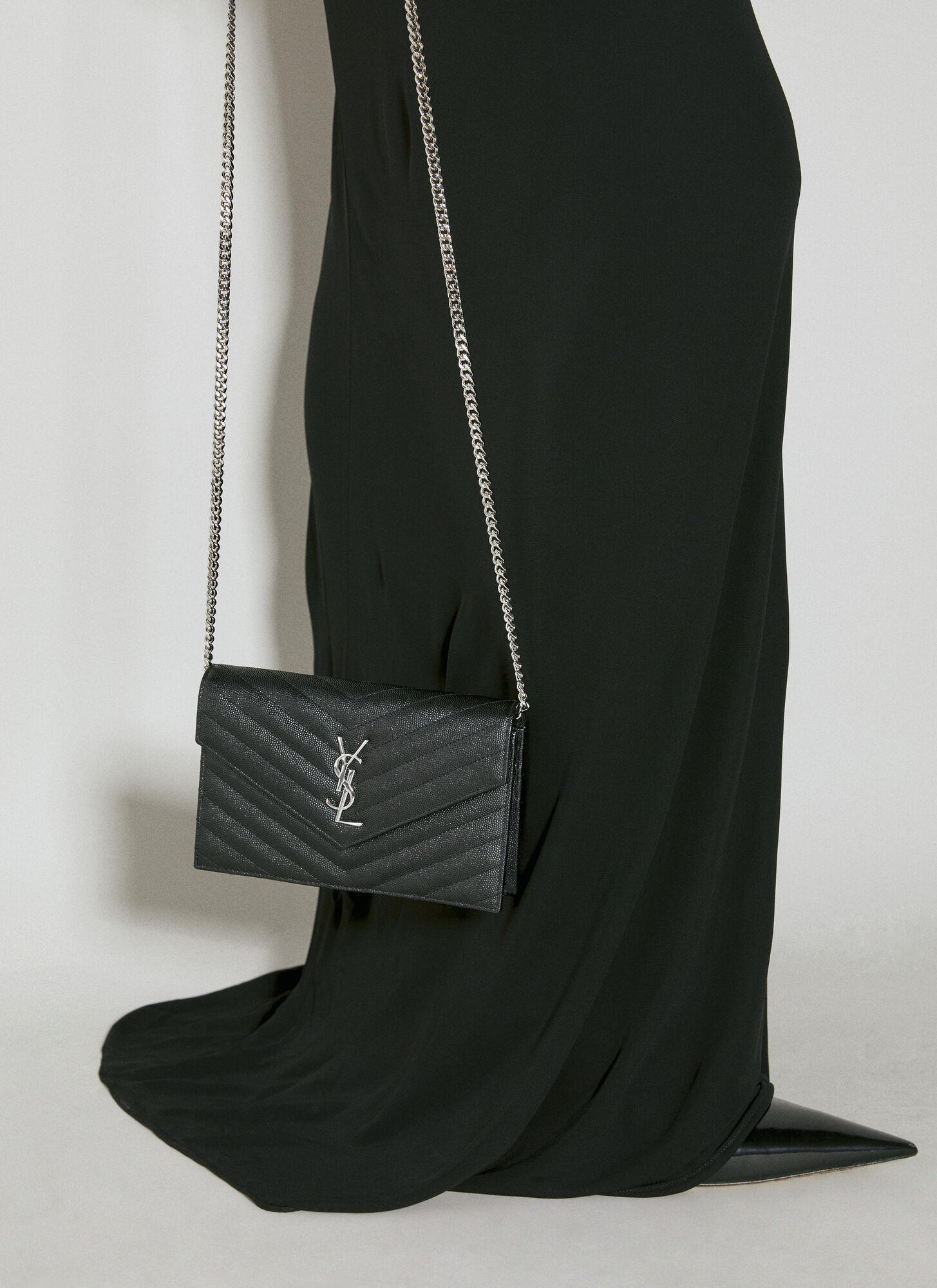 Black monogramme envelope chain wallet bag sale