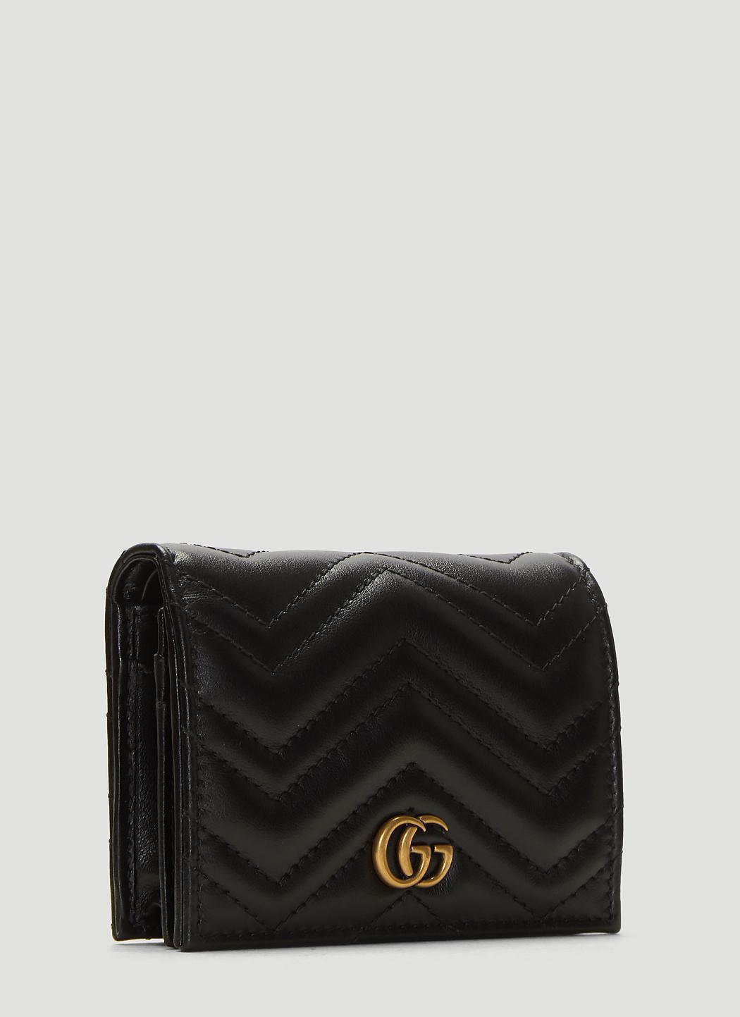 GG Marmont chain wallet in black leather and GG Supreme