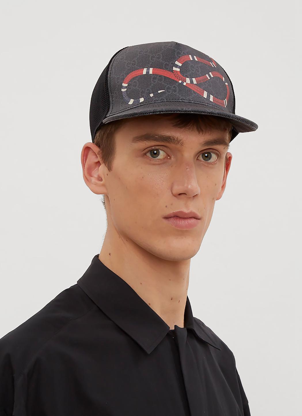 Gucci Snake GG Jacquard Baseball Cap in Black for Men | Lyst