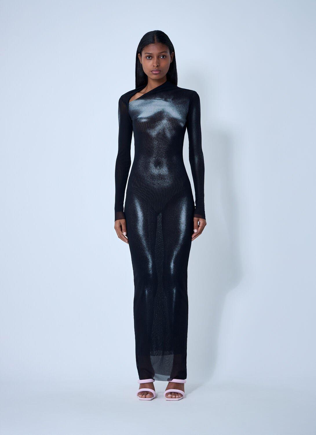 ワンピース JeanPaul GAULTIER Body Dust maxi dress Jean Paul Gaultier Body Dust Print Asymmetric-neck Maxi