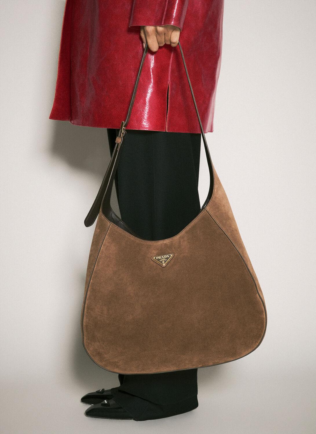 Prada Suede Crossbody Bag in Red | Lyst