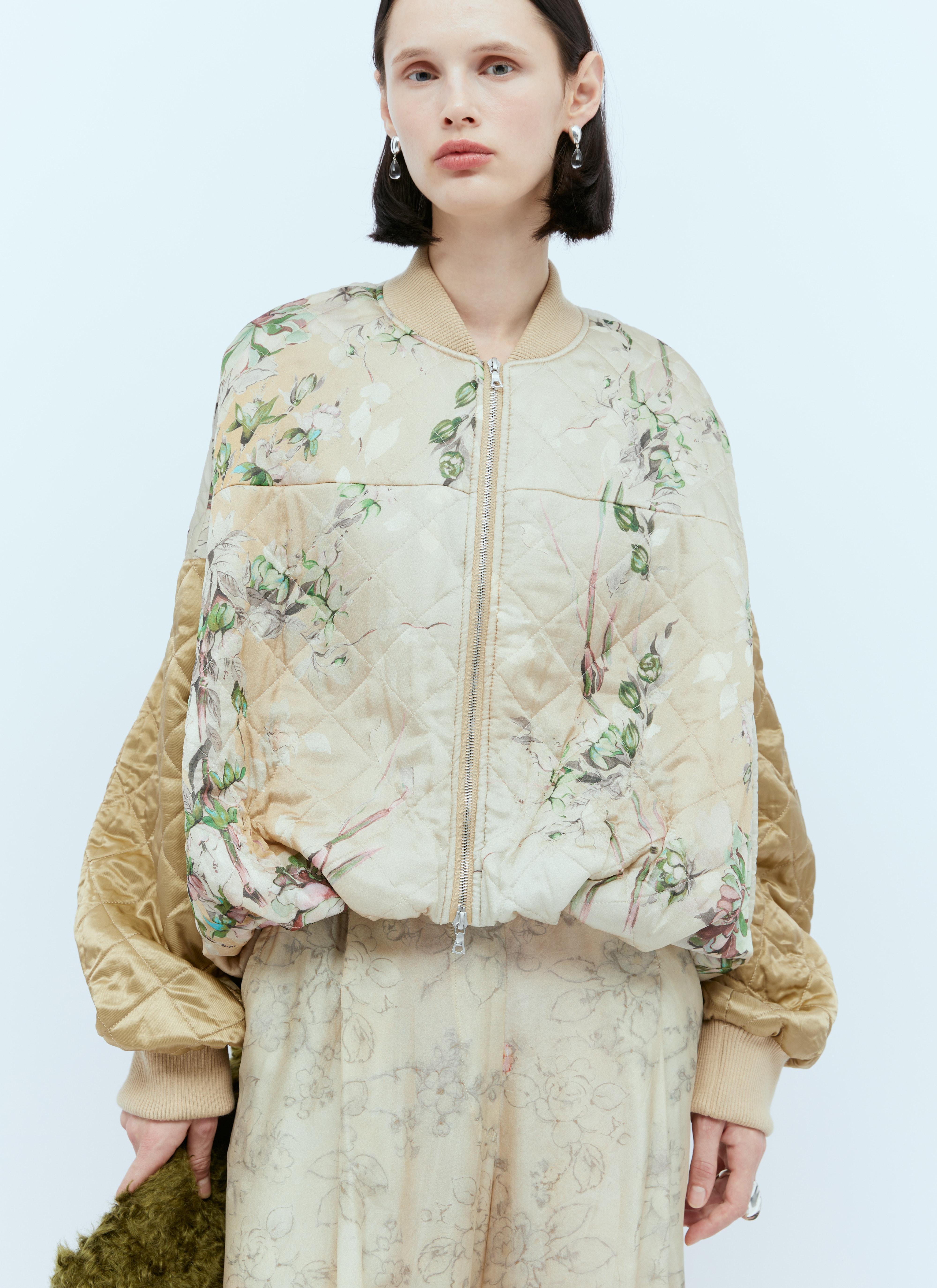 Dries Van Noten Quilted Floral Bomber Jacket in White | Lyst