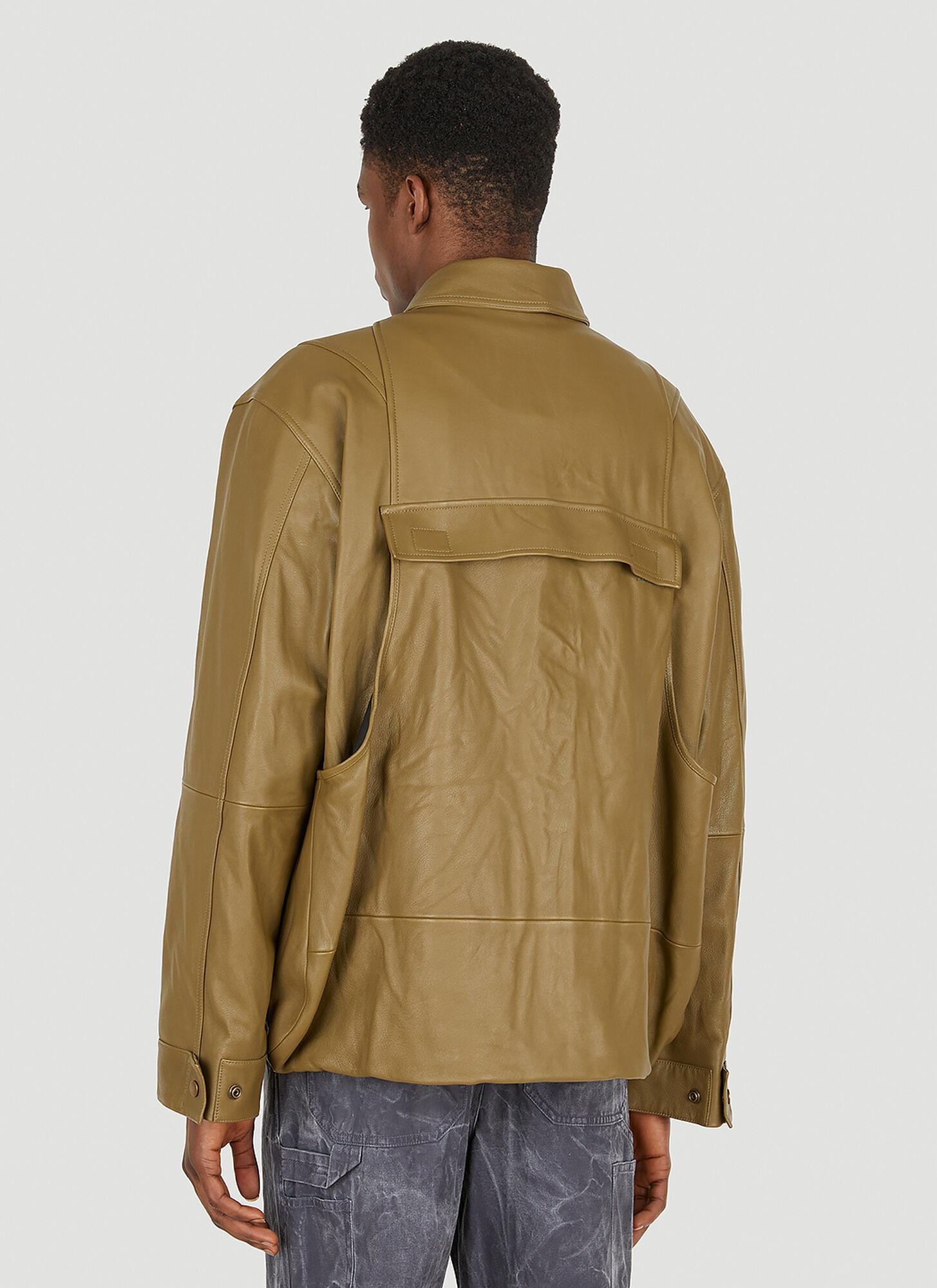 Acne Studios Pockets Leather Jacket in Green for Men | Lyst