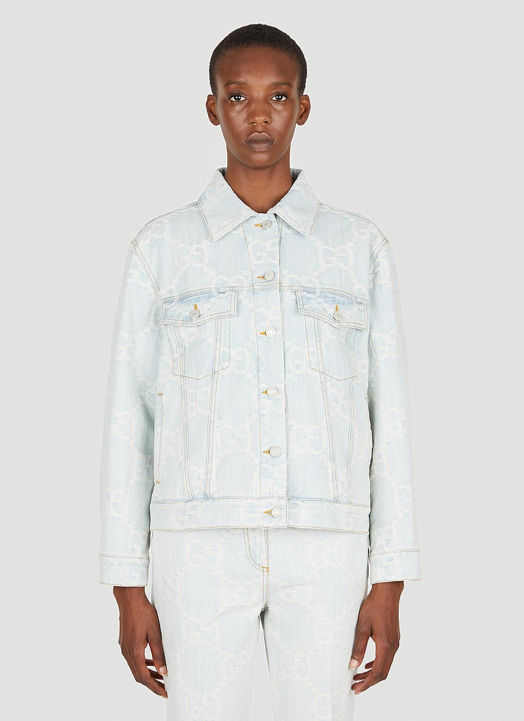 Gucci Monogram Denim GG Printed Twill Jacket in White