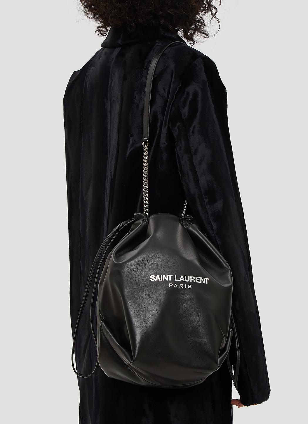 Saint Laurent Women's Black Teddy Leather Bucket Bag | Lyst Australia