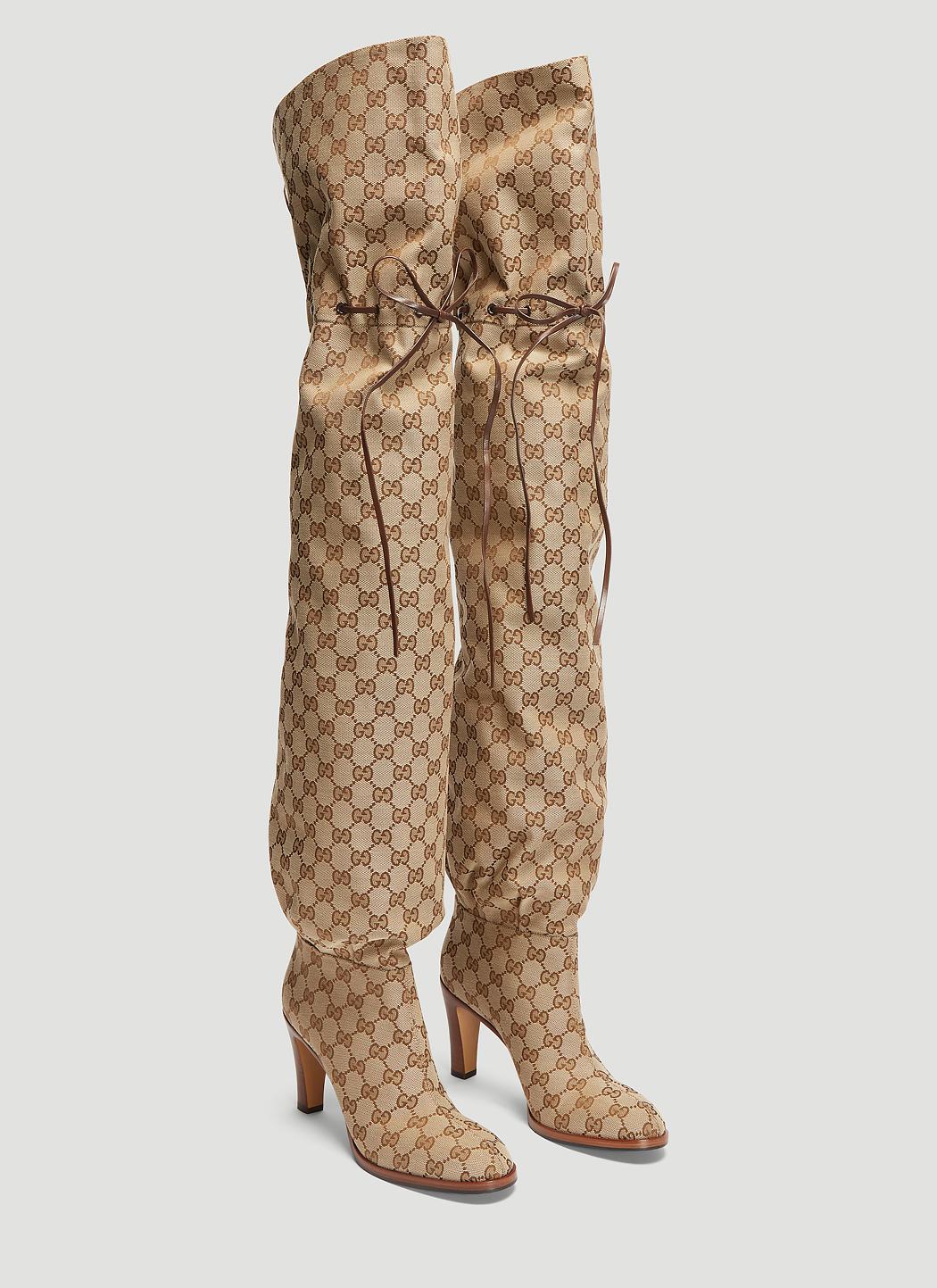 Gucci Original GG Canvas Over-the-knee Boot in Natural | Lyst