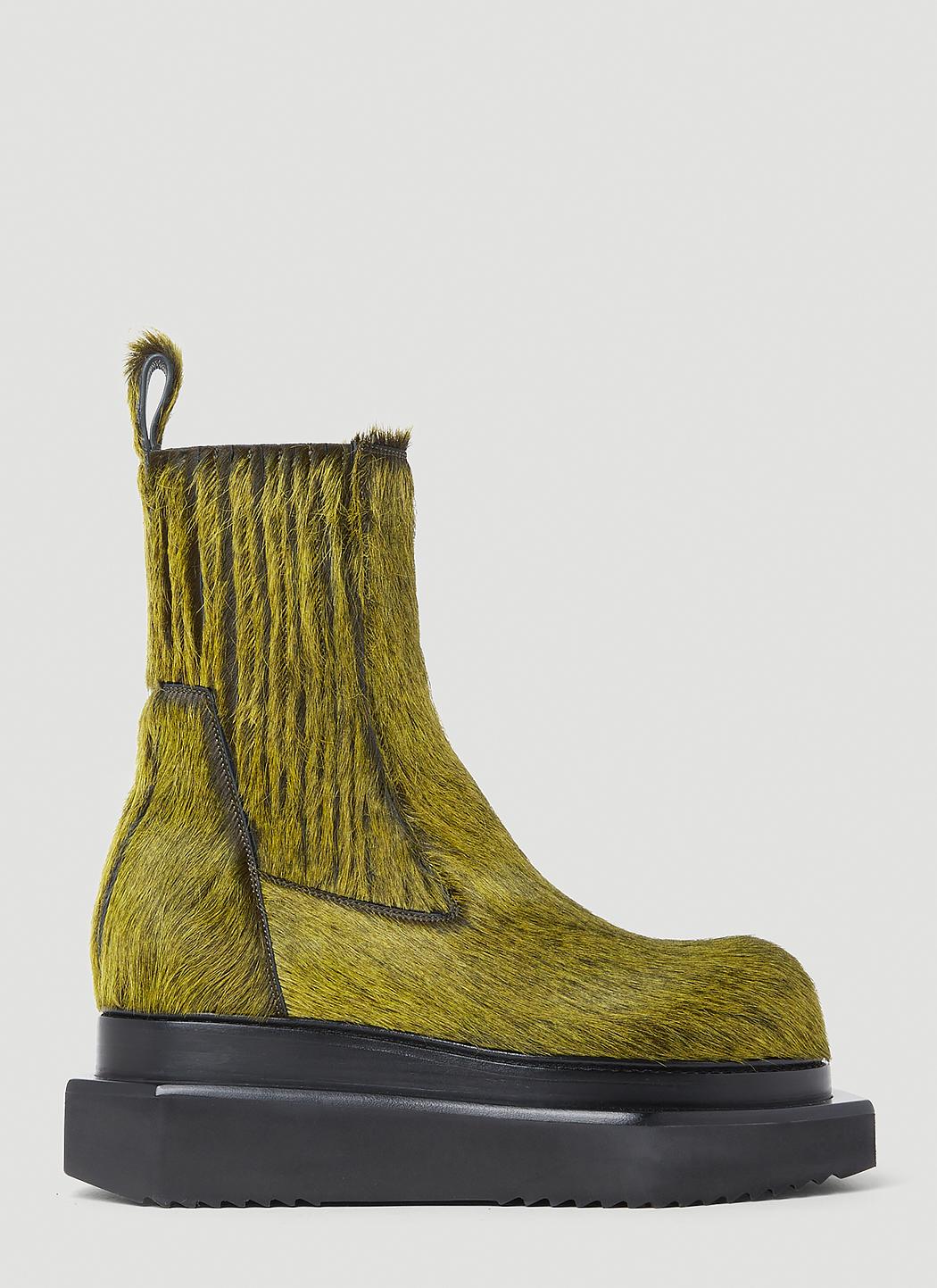Rick Owens Fur Anke Boots in Green | Lyst