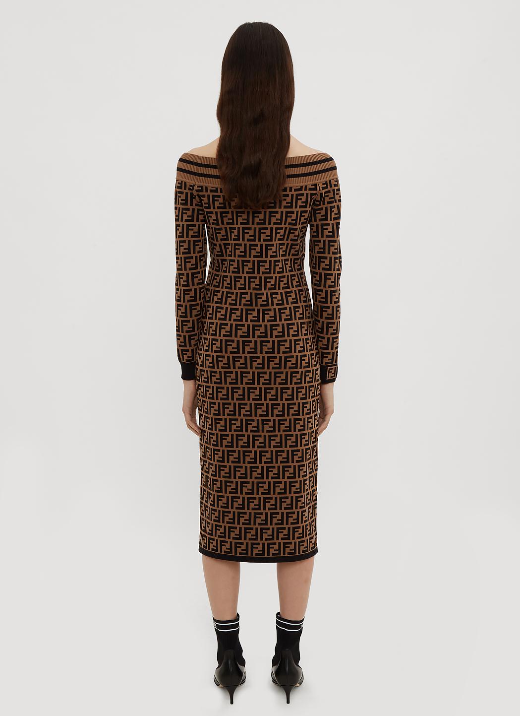 Fendi All over Logo Dress in Brown Lyst