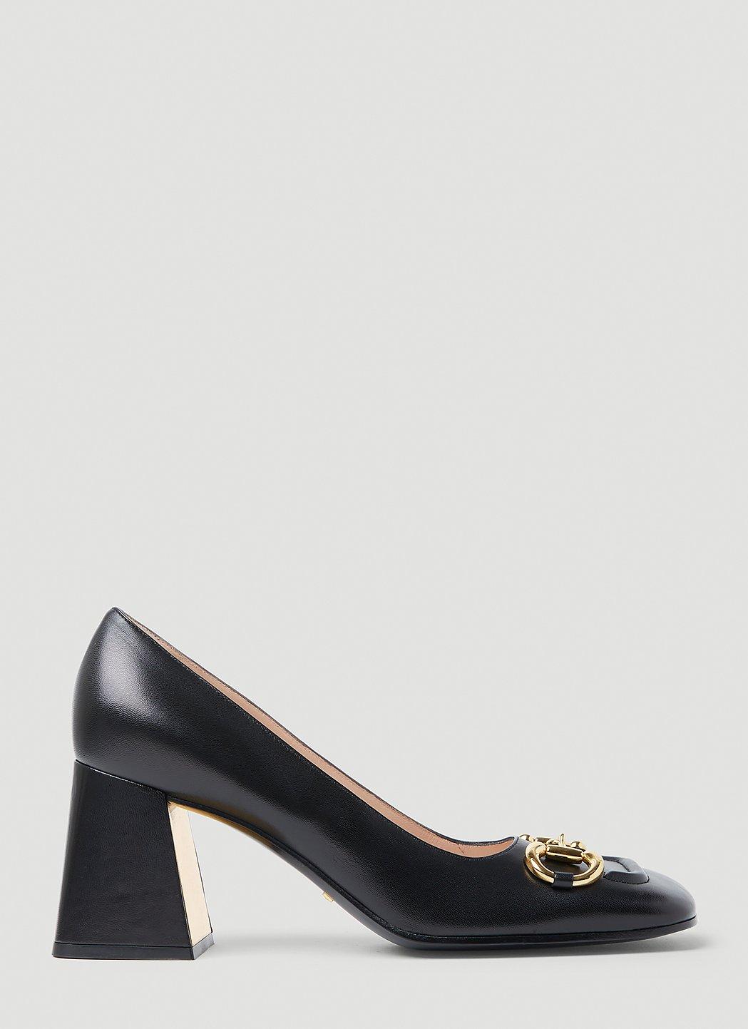Gucci Horsebit Midheel Pumps in Black Lyst