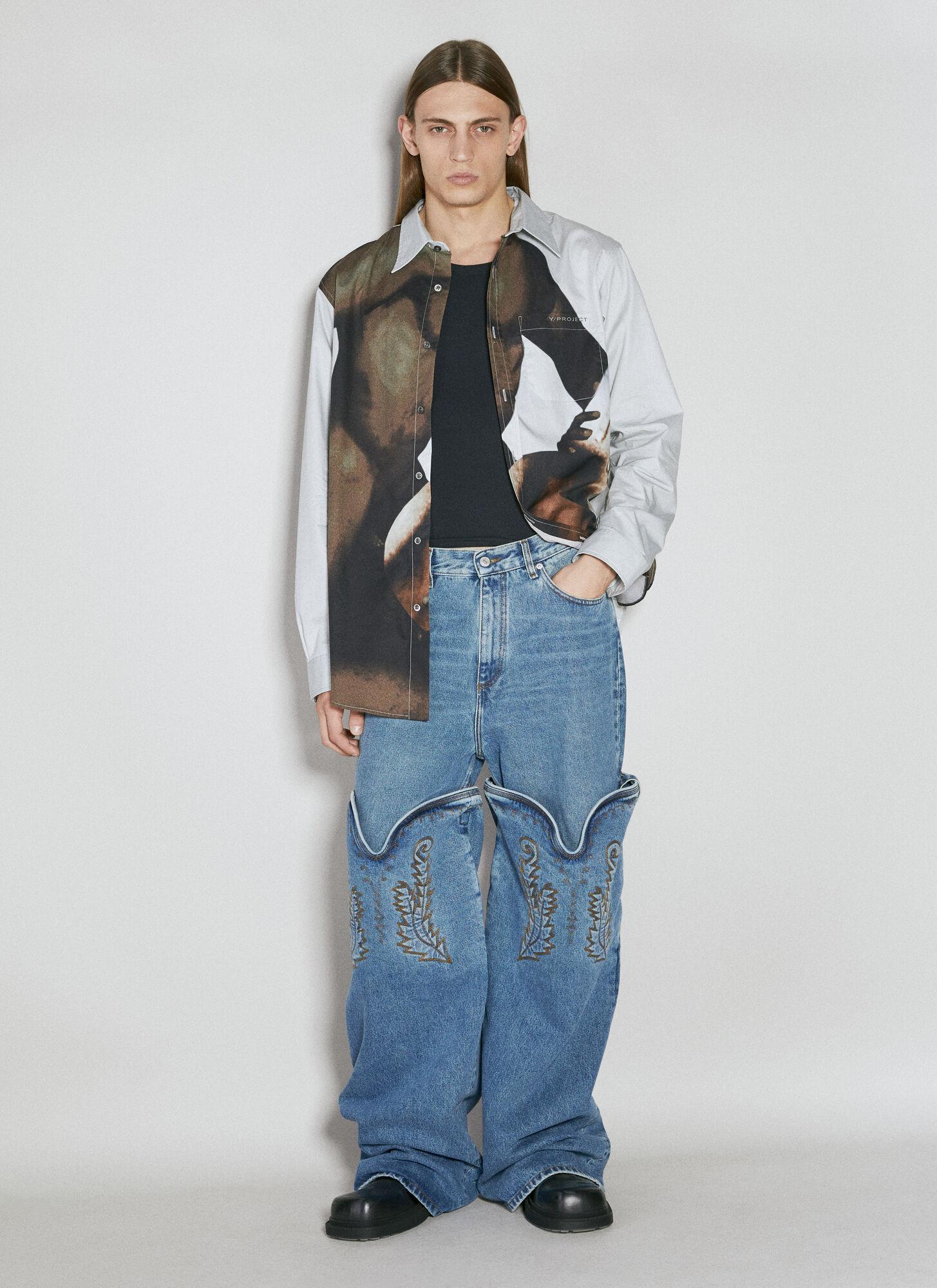 【関税込み】Y/Project ブルー Draped Cuff ジーンズ Blue Draped Cuff Jeans by Y/Project on Sale