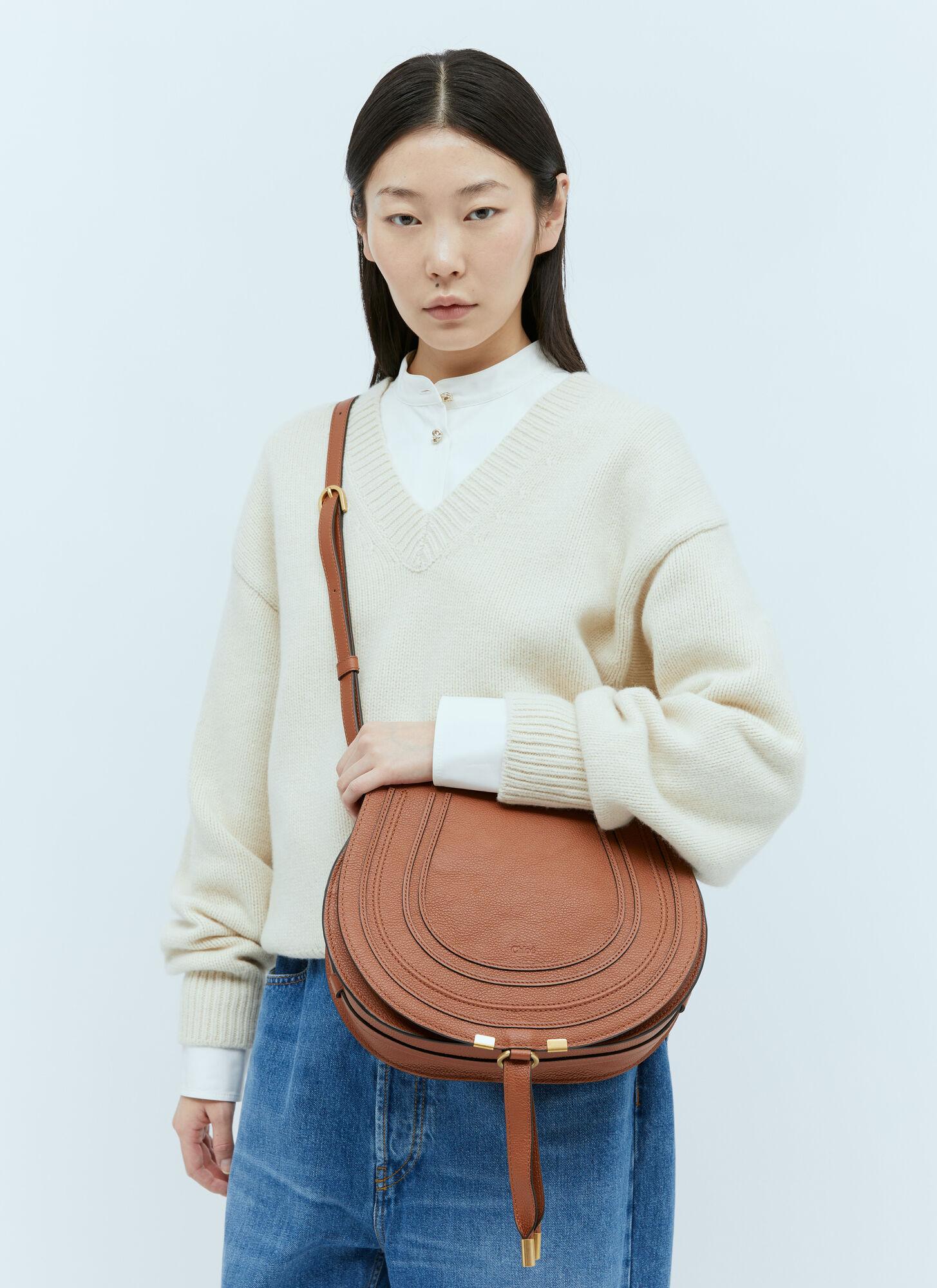 Chloe Marcie Medium Saddle Bag in White Lyst Australia