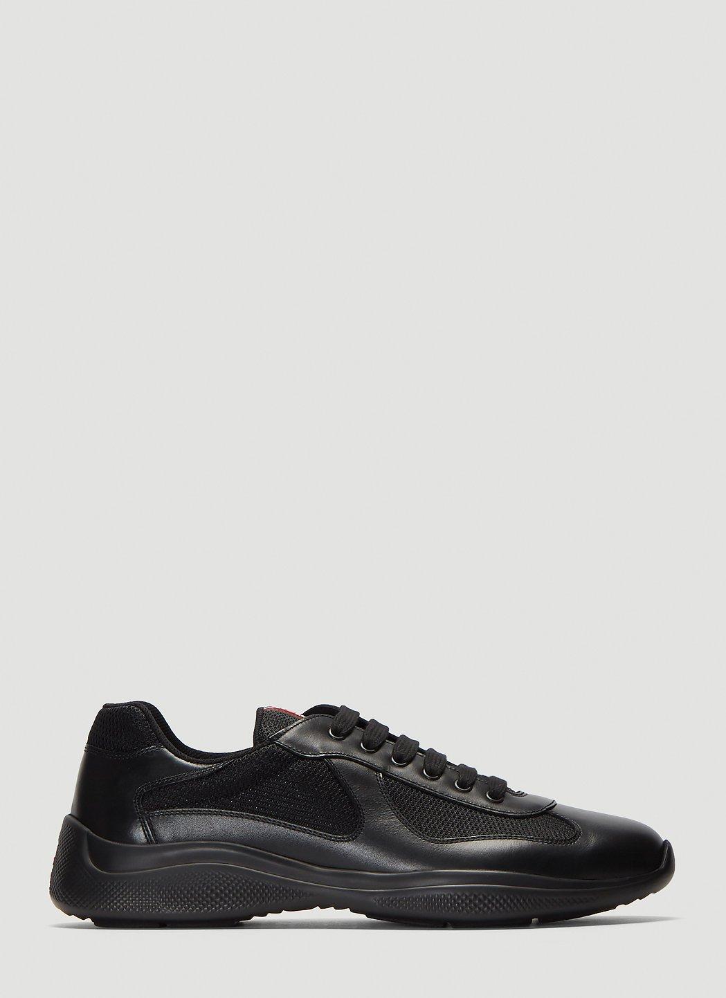 Prada Leather Americas Cup Lace-up Sneakers In Black for Men - Lyst