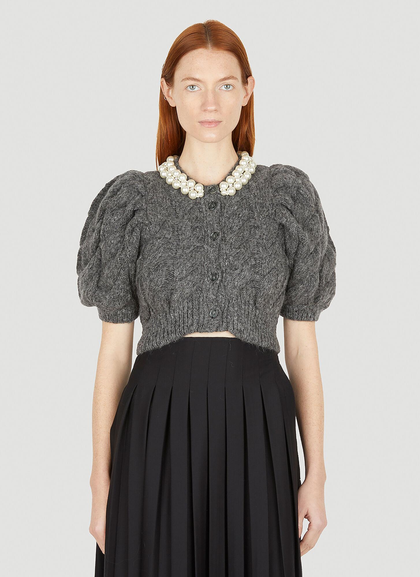 Drawer  Simone  Rocha  パールボタンカーディガン Simone Rocha パールトリム カーディガン | ブラック | FARFETCH JP