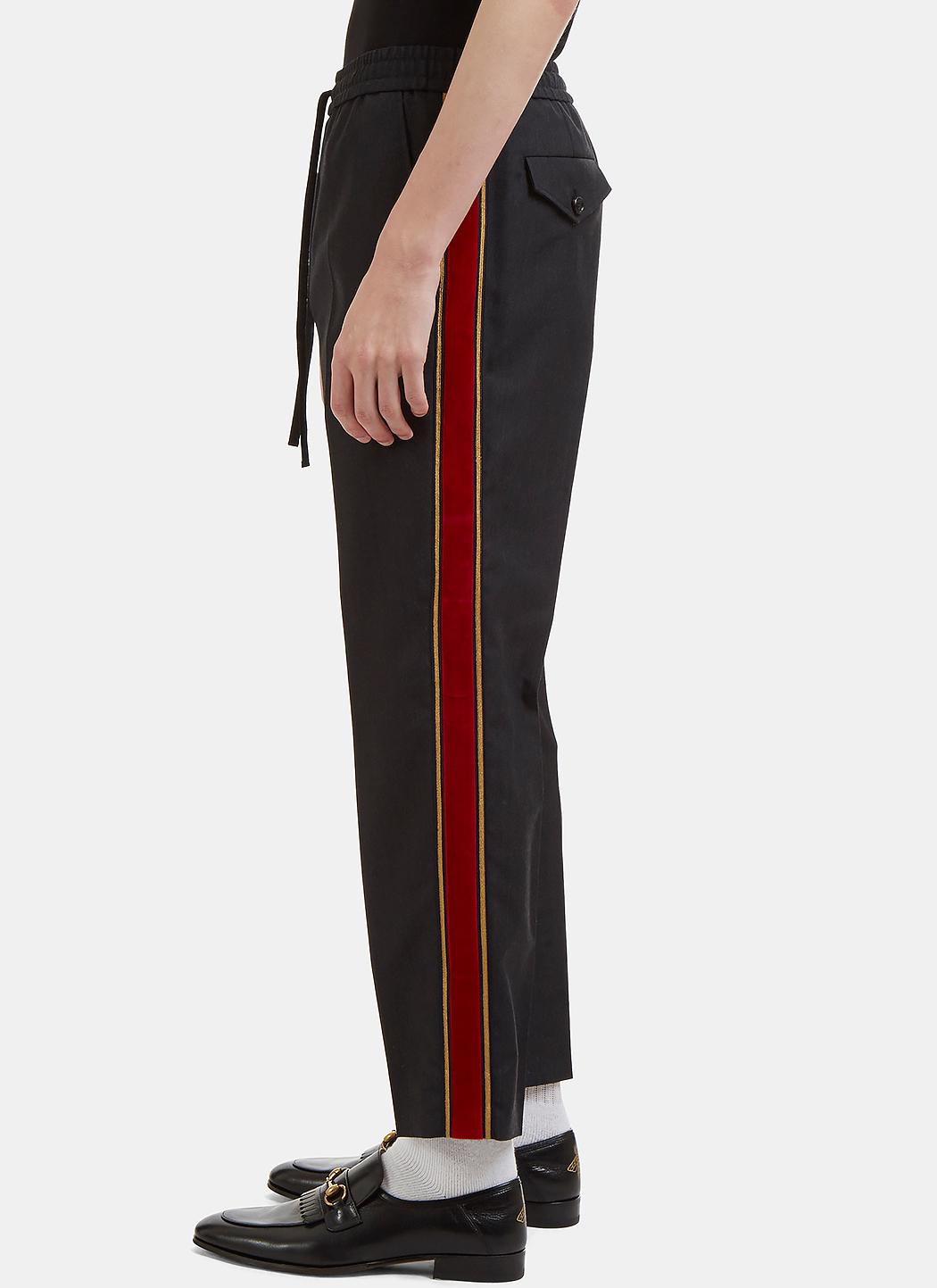 Gucci Cotton Side Stripe Tapered Leg Track Pants In Black for Men - Lyst