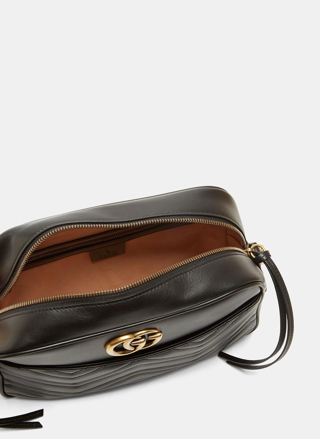 Gucci Leather Gg Marmont Matelassé Small Shoulder Bag In Black - Lyst