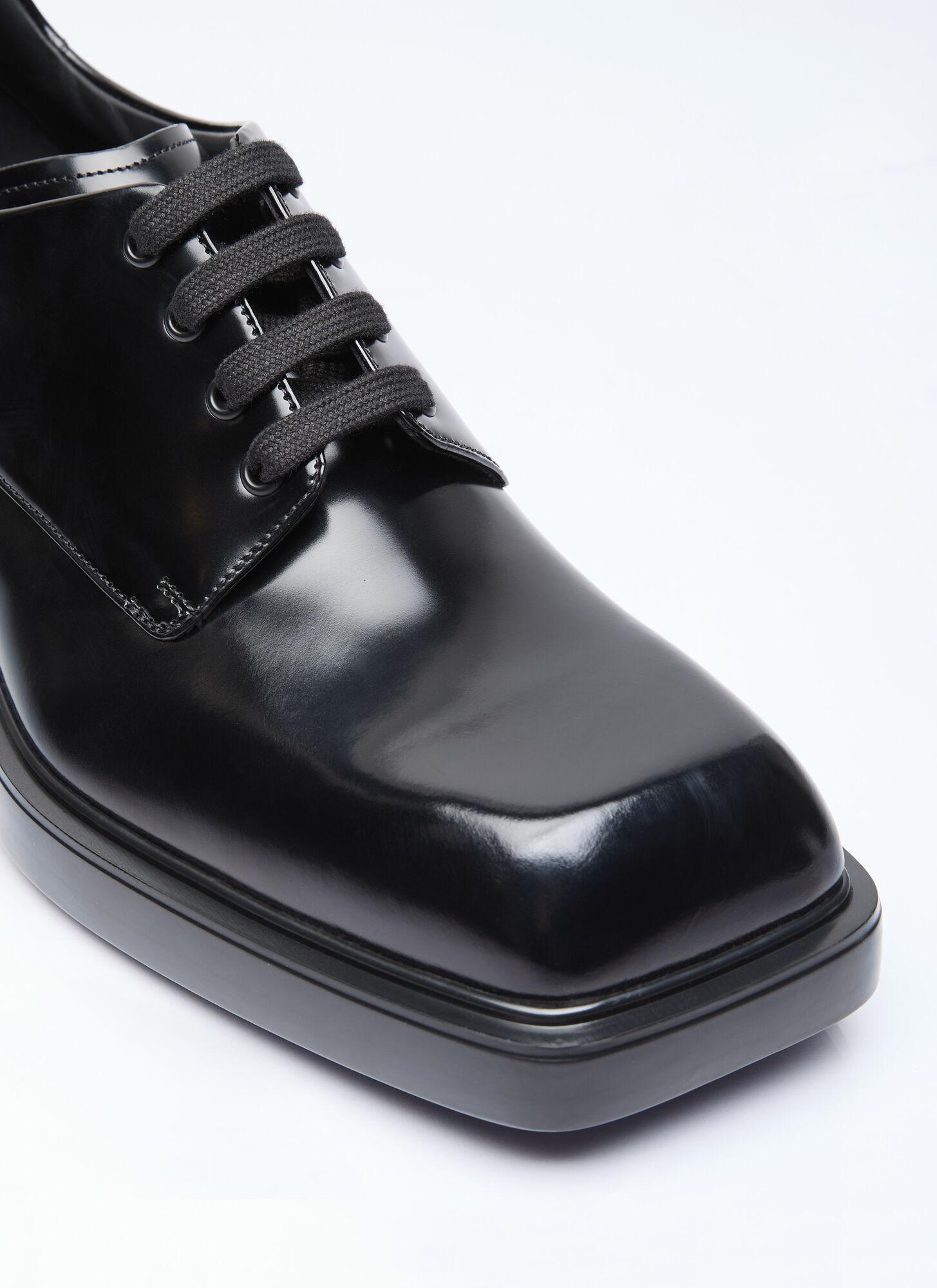 Prada Men's Black Leather Square Toe Dress Shoe w/ Black
