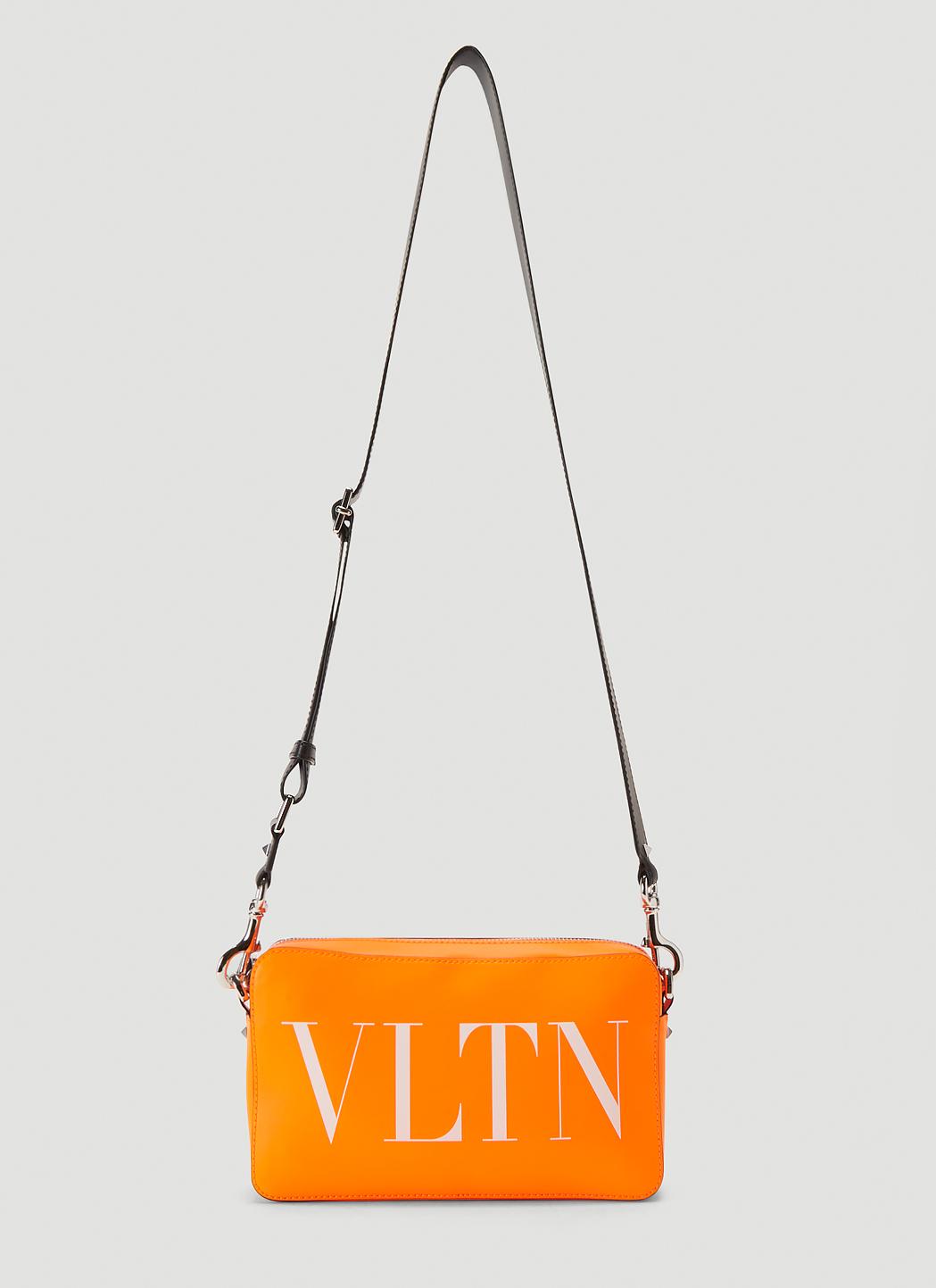 Valentino Vltn Fluorescent Leather Crossbody Bag in Orange for Men 