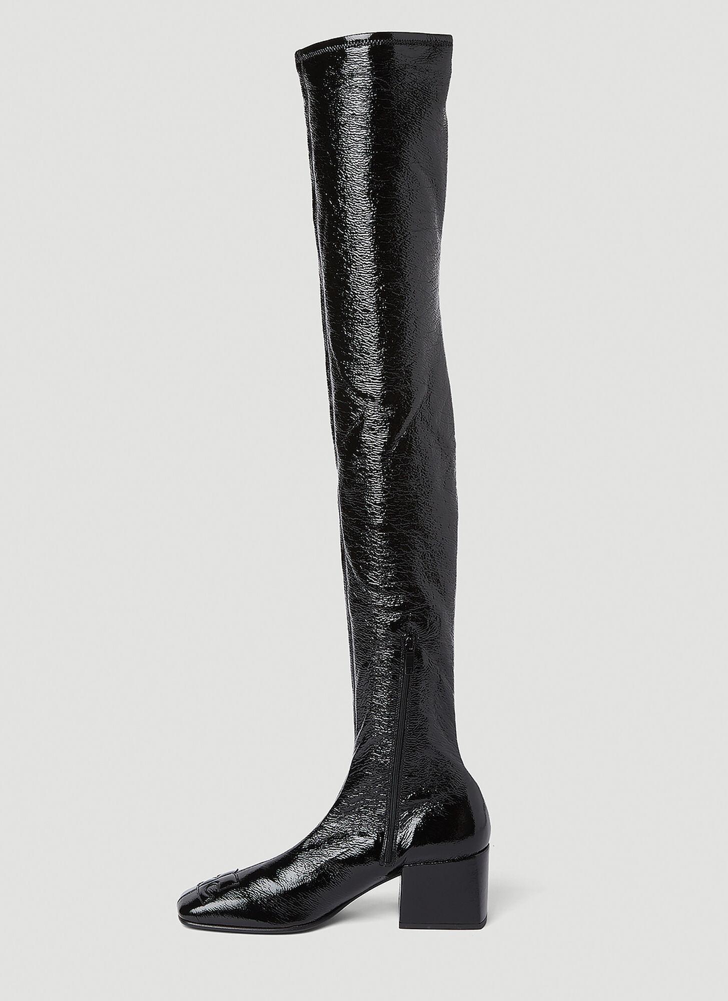 Courreges Vinyl Knee High Boots in Black | Lyst