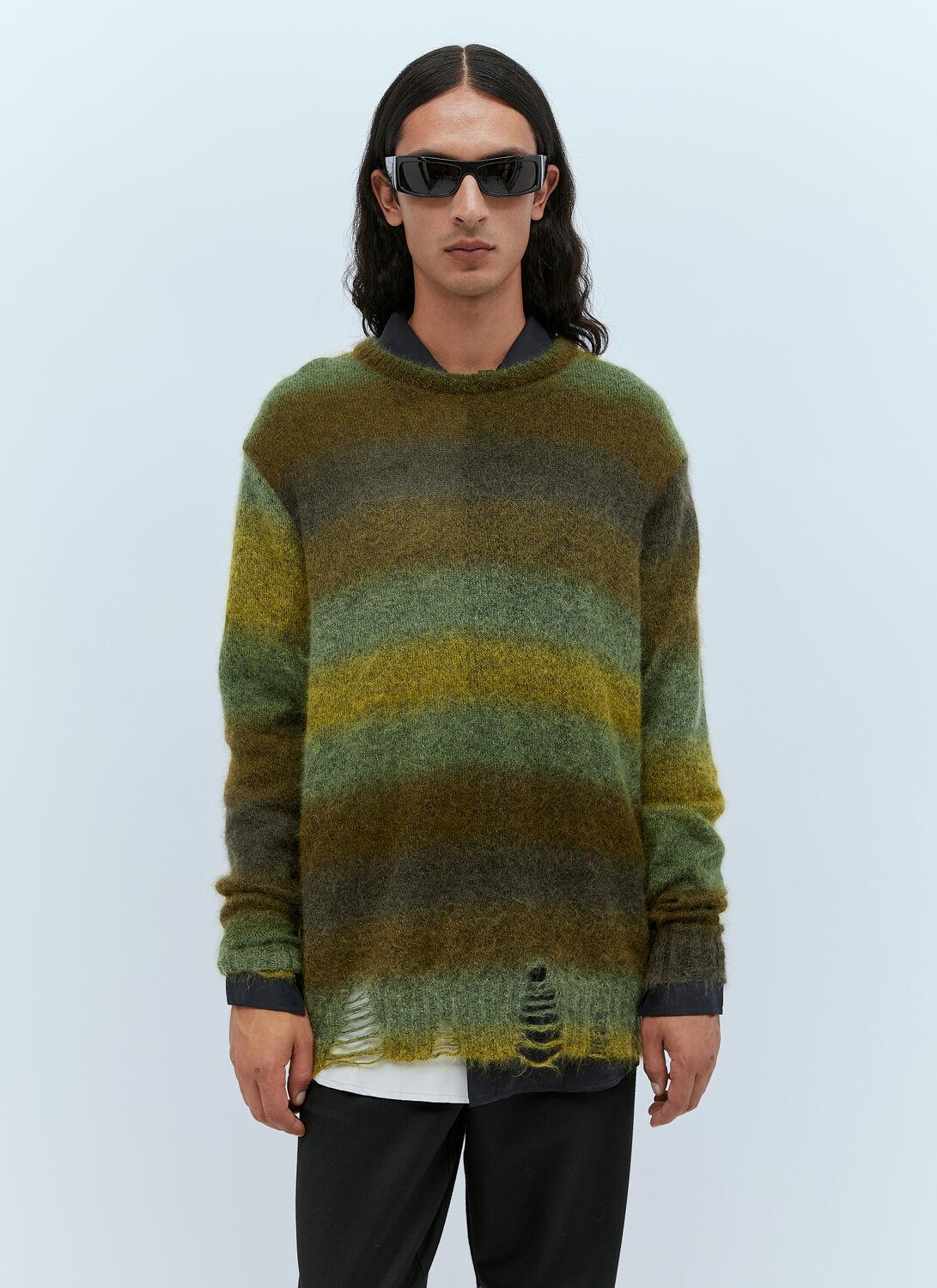 Song For The Mute Distressed Oversized Mohair Sweater in Green for