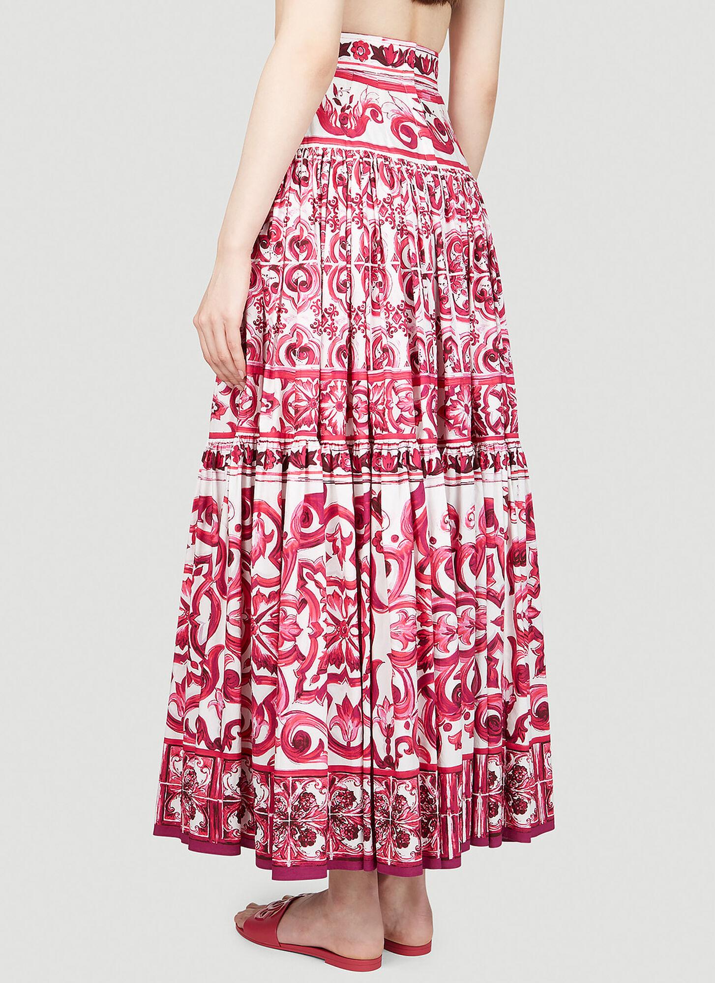 スカート Dolce & Gabbana Long Skirt With Maiolica Print Majolica-print long skirt in Multicolor for Women
