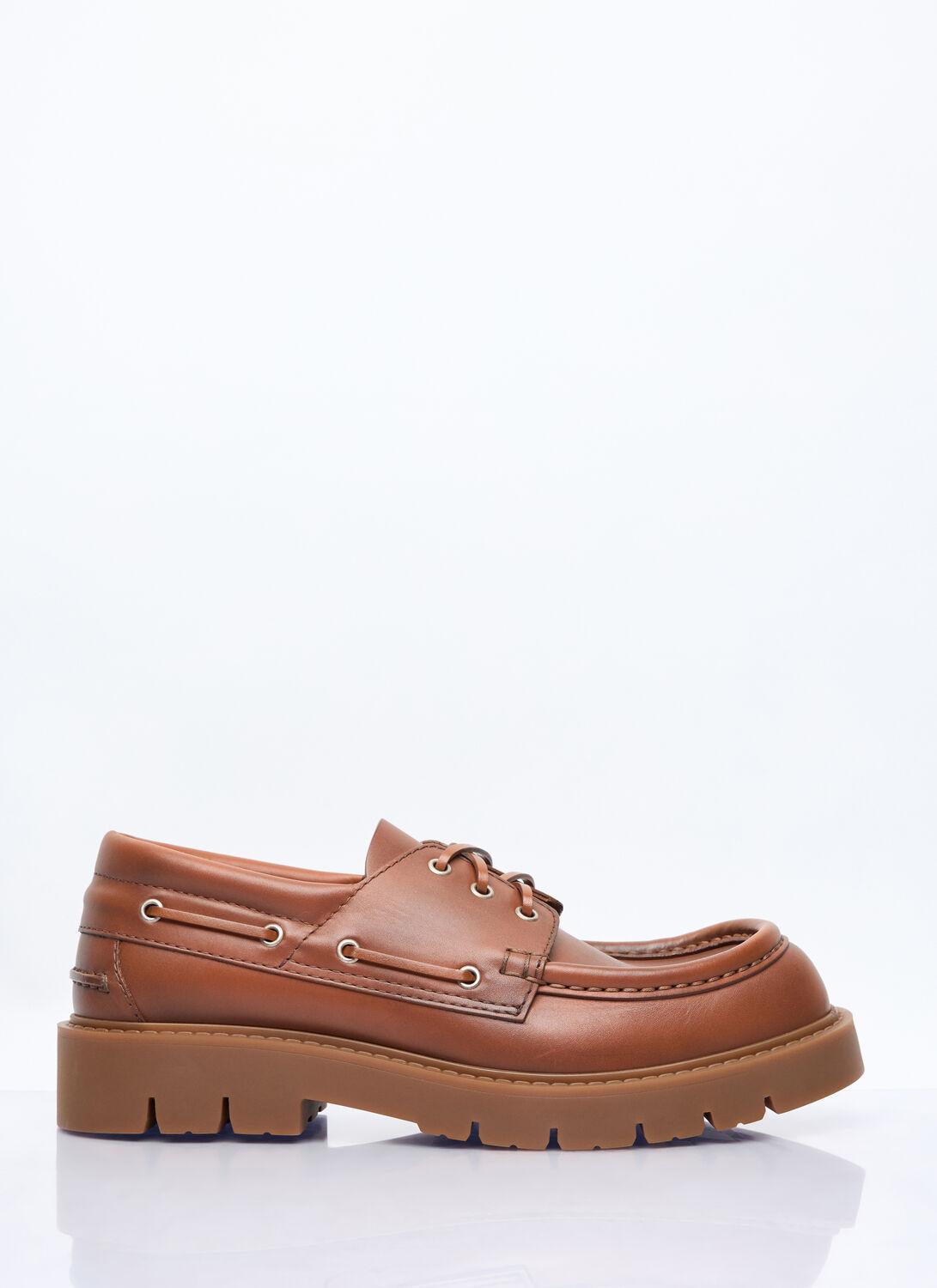 Bottega Veneta Haddock Boat Lace-Up Shoes in White for Men  display picture 3