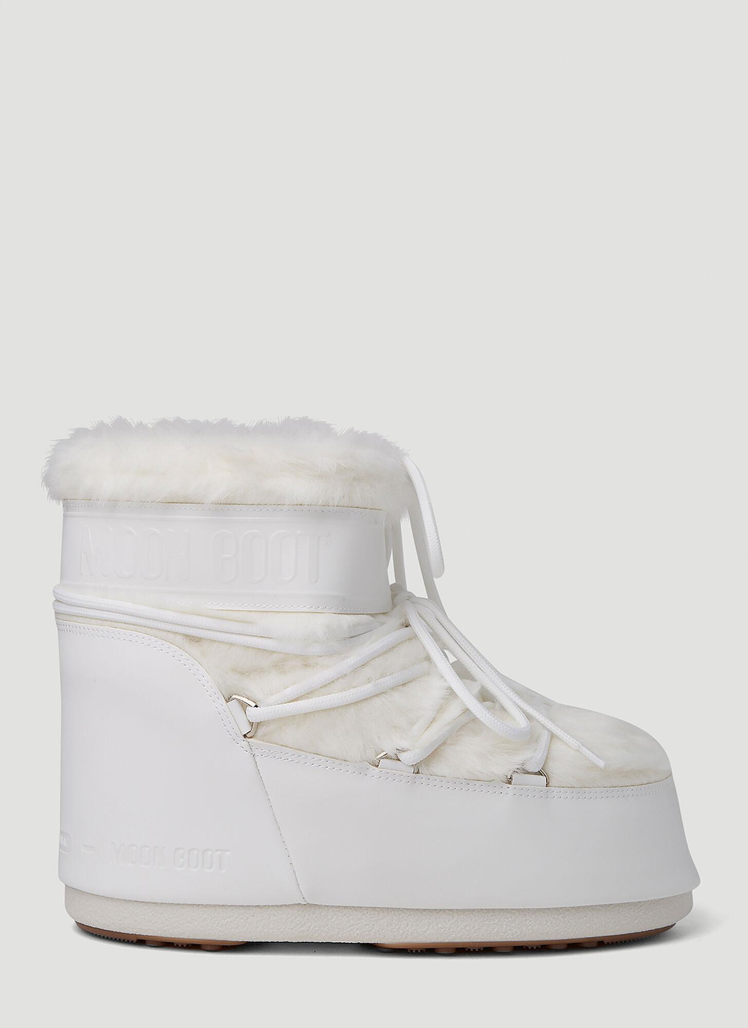 Moon Boot Icon Low Faux Fur Snow Boots in White | Lyst