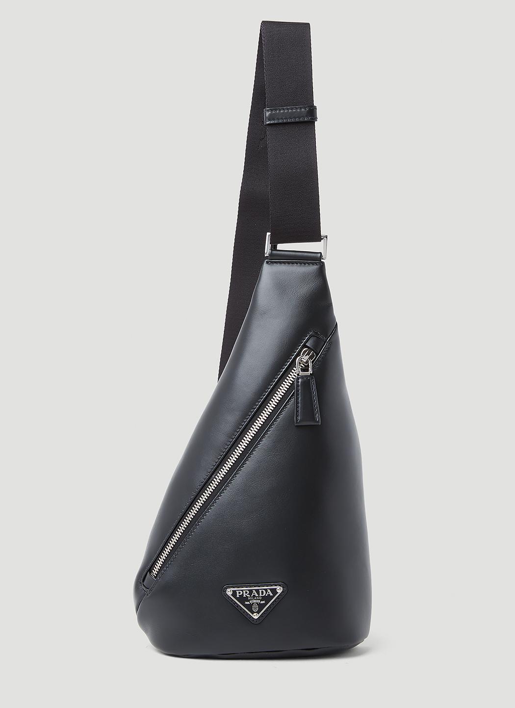 Prada Brique Brushed-Leather Crossbody Bag - Black for Men